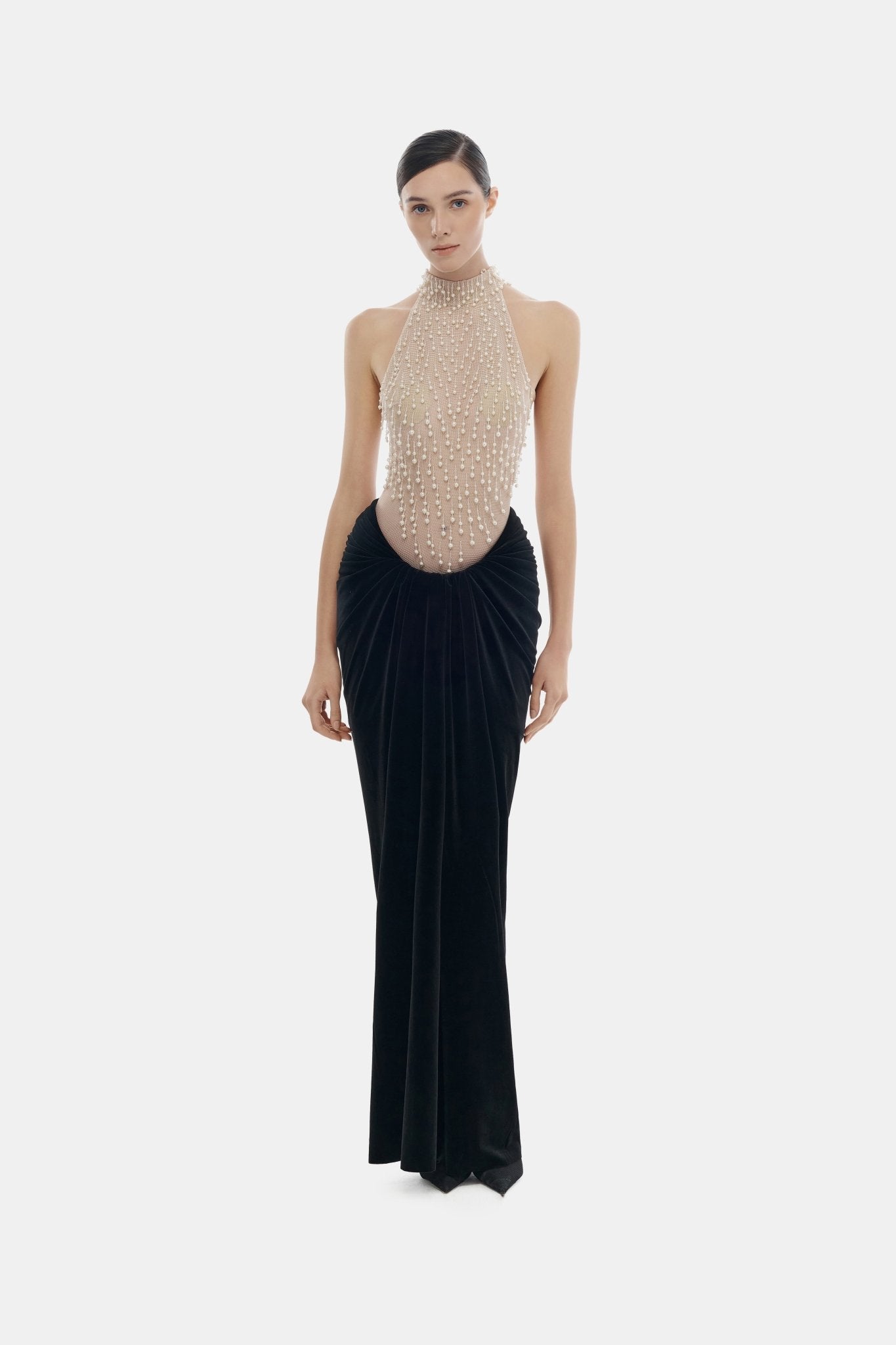 Black Draped Velvet Skirt - Montsand