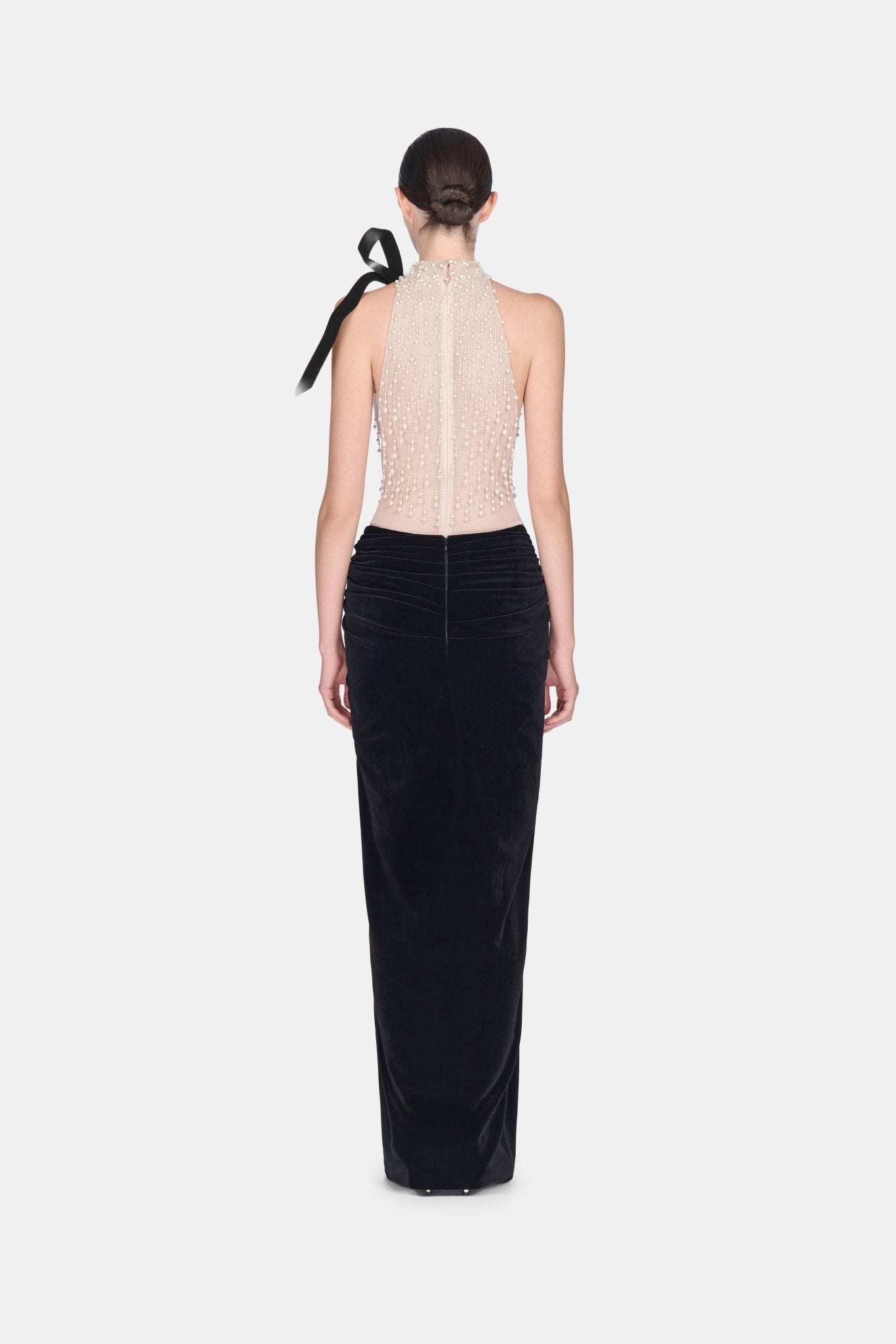 Black Draped Velvet Skirt - Montsand