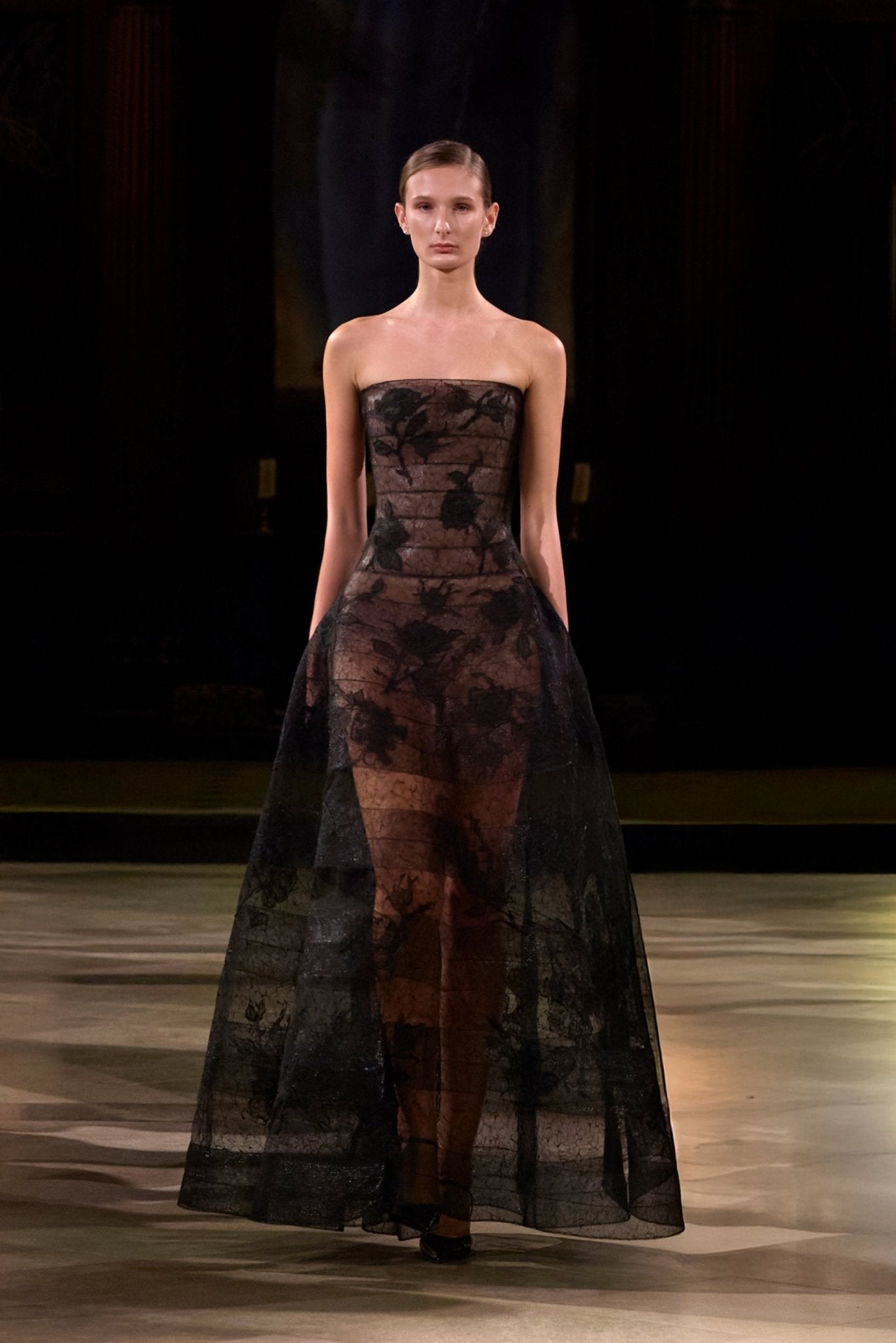 Black Floral Appliqué Maxi Dress - Montsand