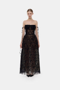 Black Floral String Maxi Dress - Montsand