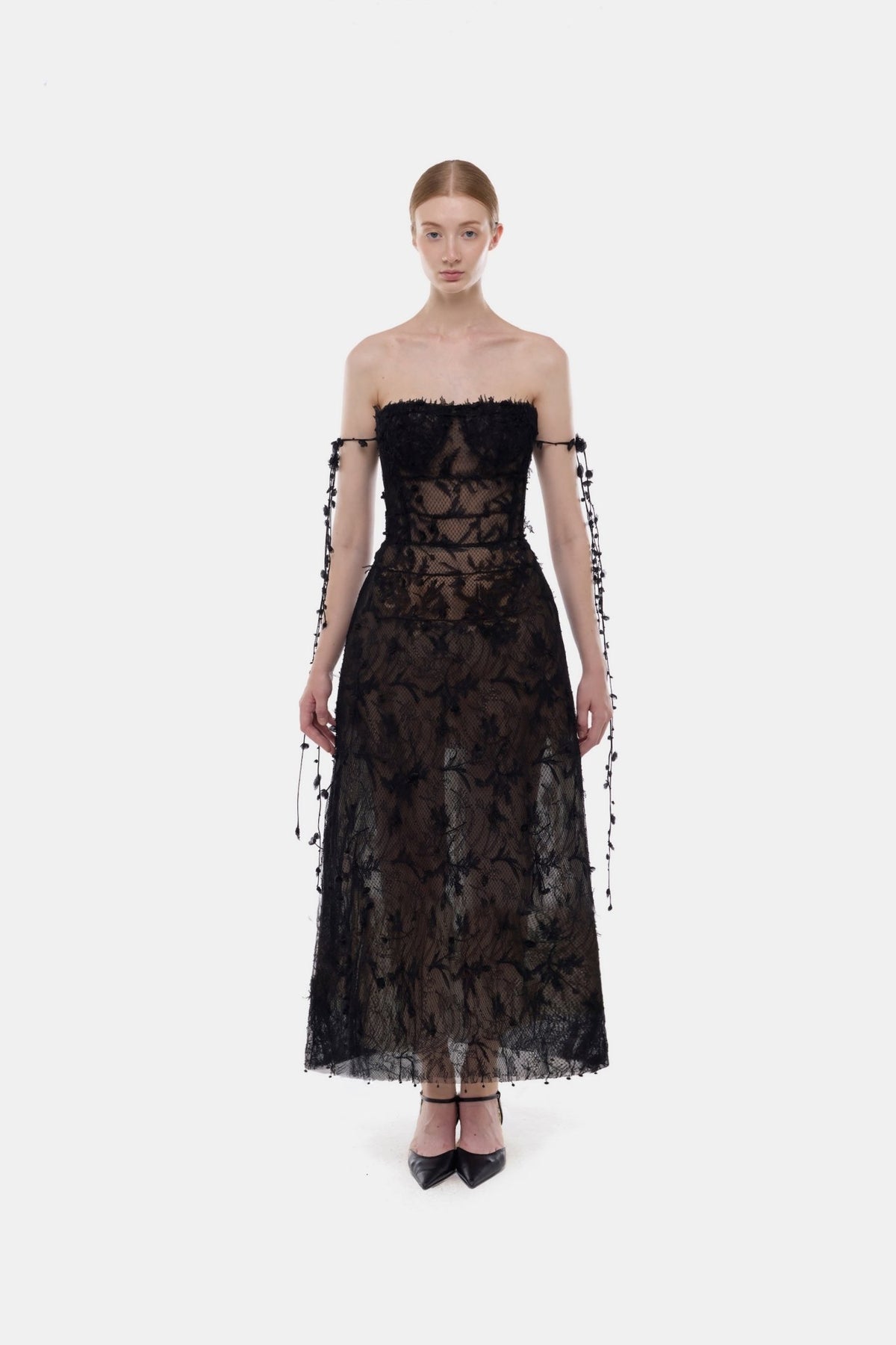 Black Floral String Midi Dress - Montsand
