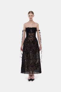 Black Floral String Midi Dress - Montsand