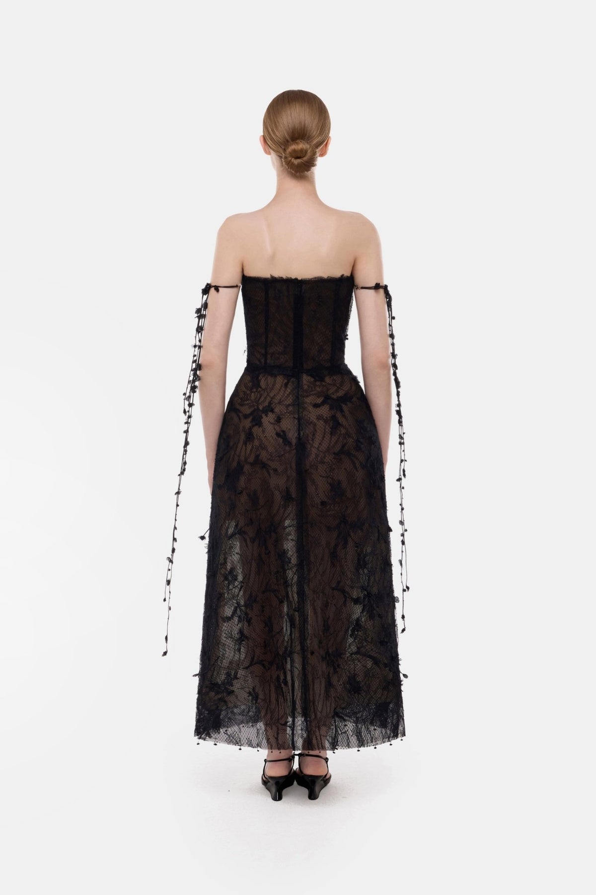 Black Floral String Midi Dress - Montsand