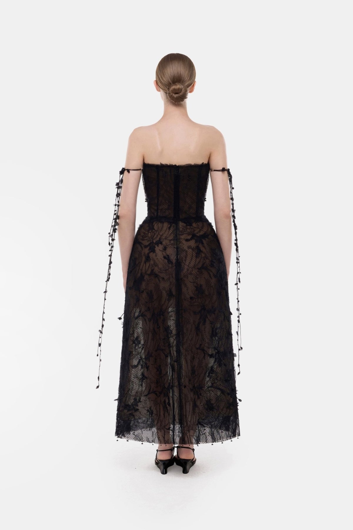 Black Floral String Midi Dress - Montsand