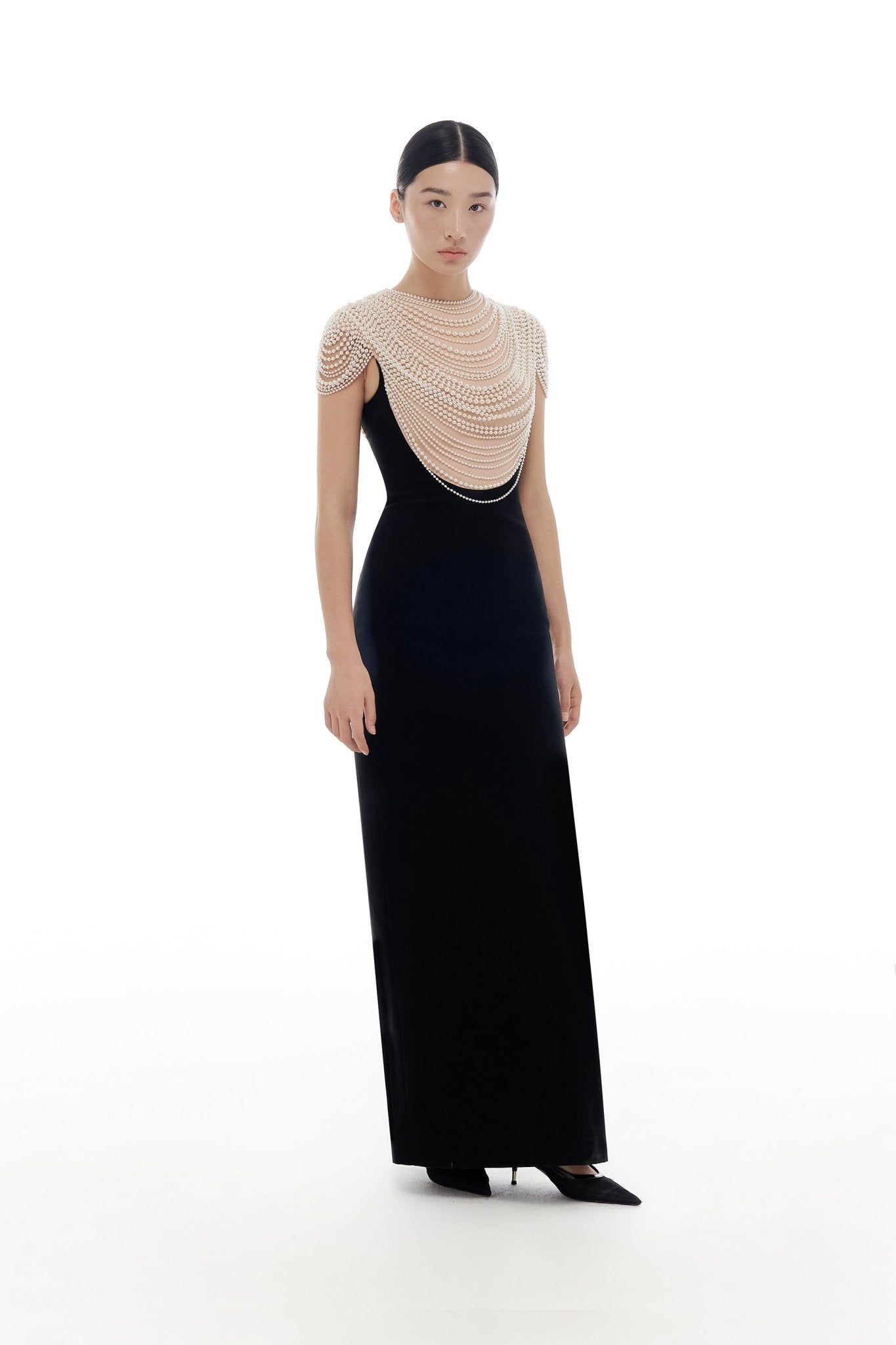 Black Lace Flower Pencil Dress - Montsand