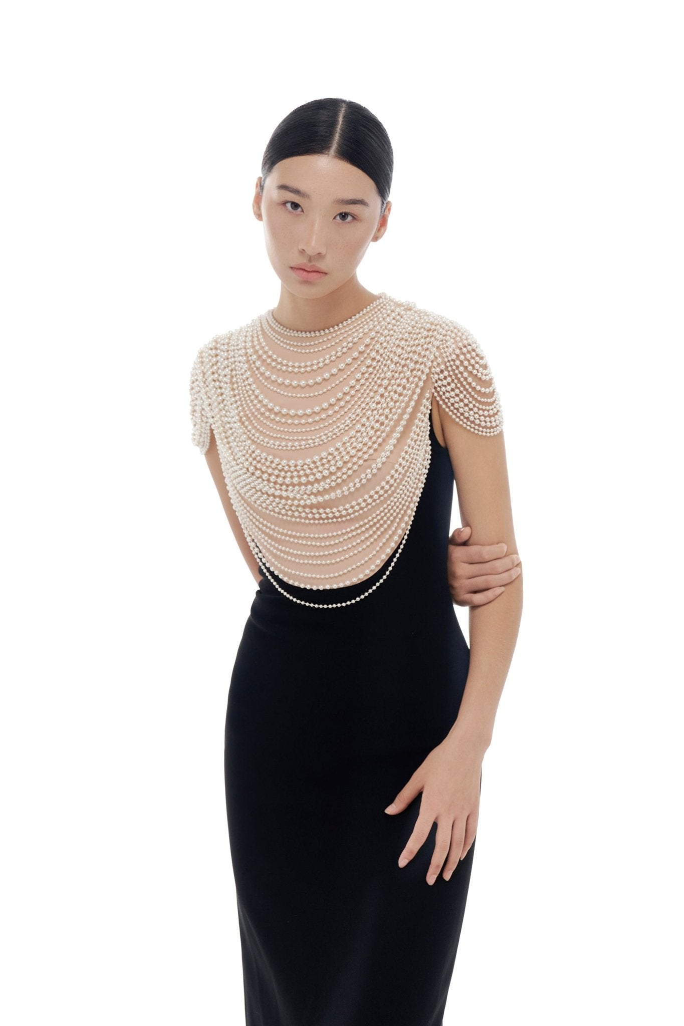Black Lace Flower Pencil Dress XS
