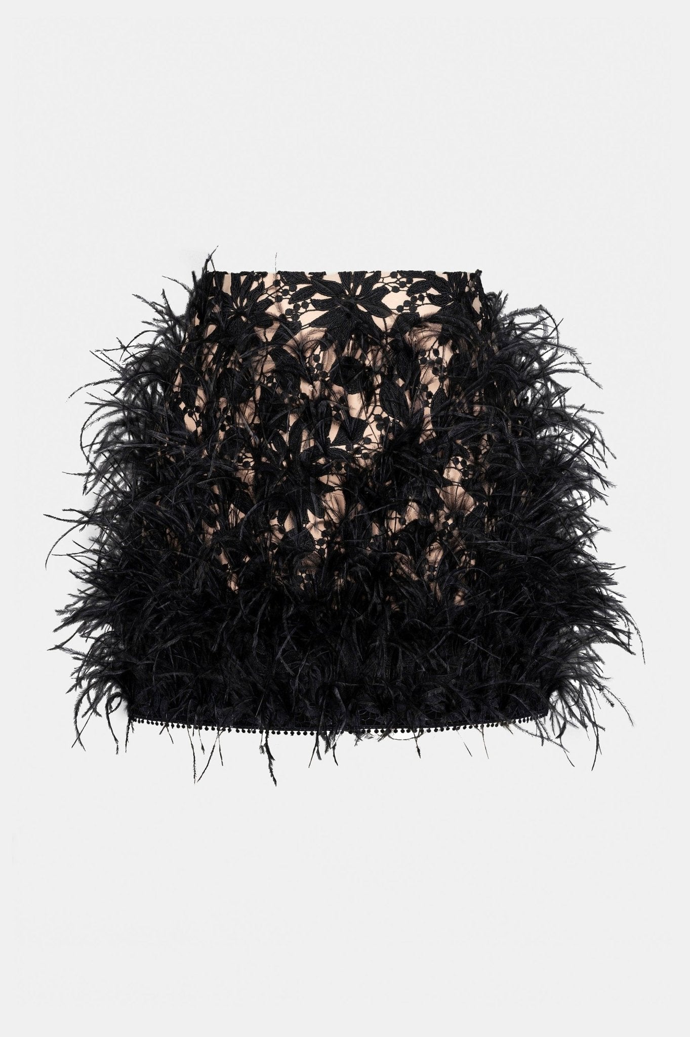 Black Long Ostrich Feather Skirt - Montsand
