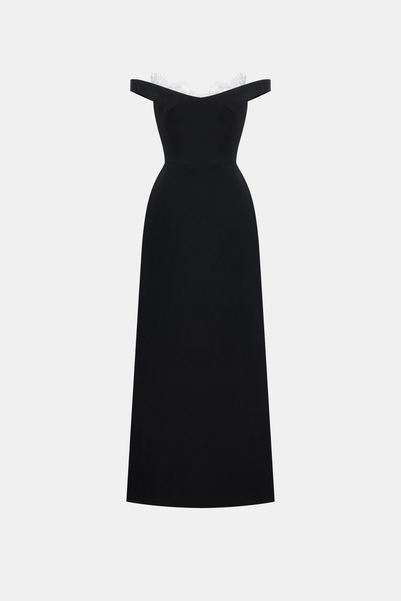 Black Off Shoulder Lace Detail Midi Dress XXL