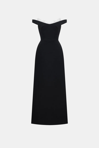 Black Off Shoulder Lace Detail Midi Dress Montsand Black Off Shoulder Lace Detail Midi Dress Montsand