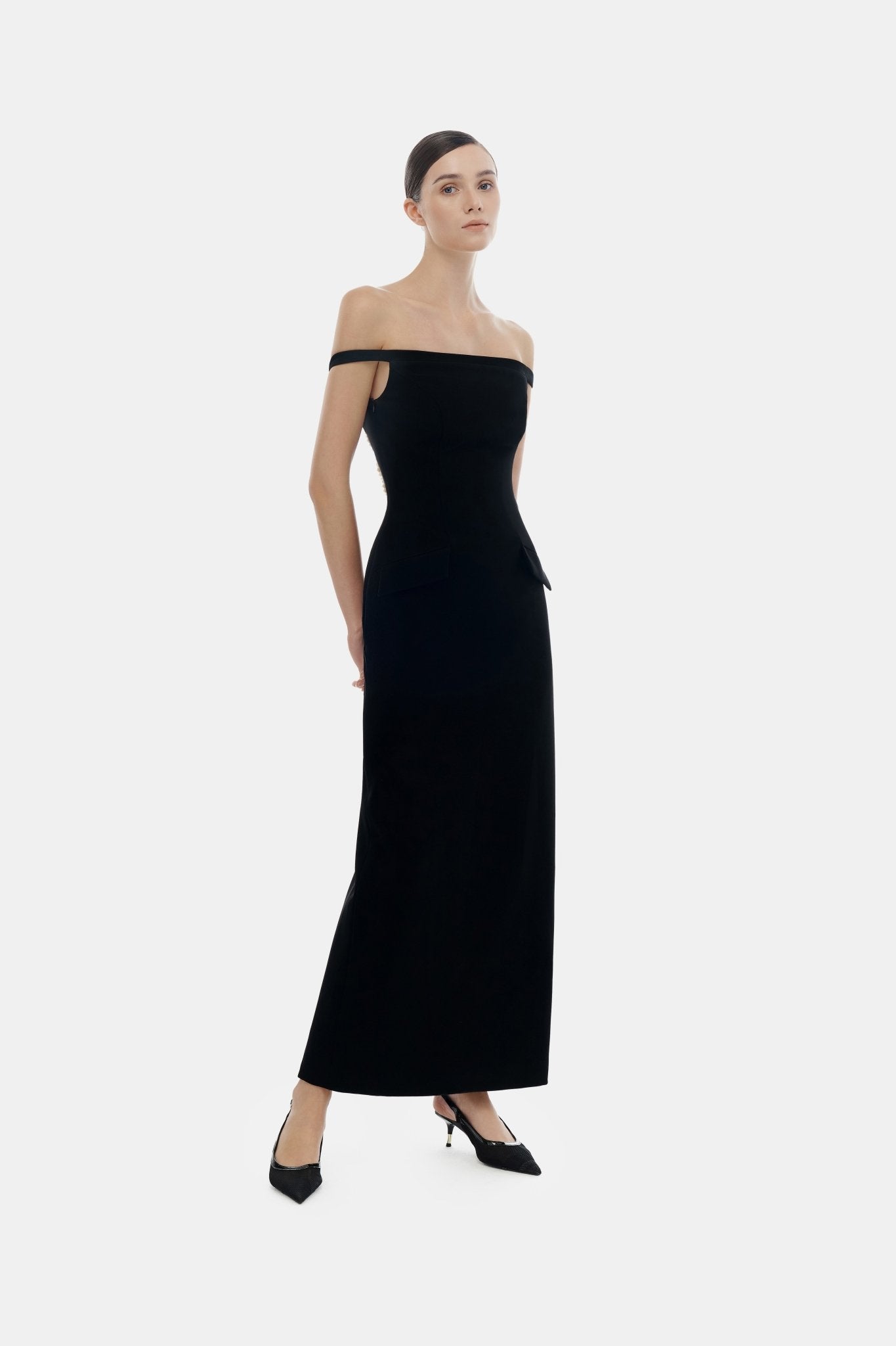 Black Pearl Beaded Midi Dress - Montsand