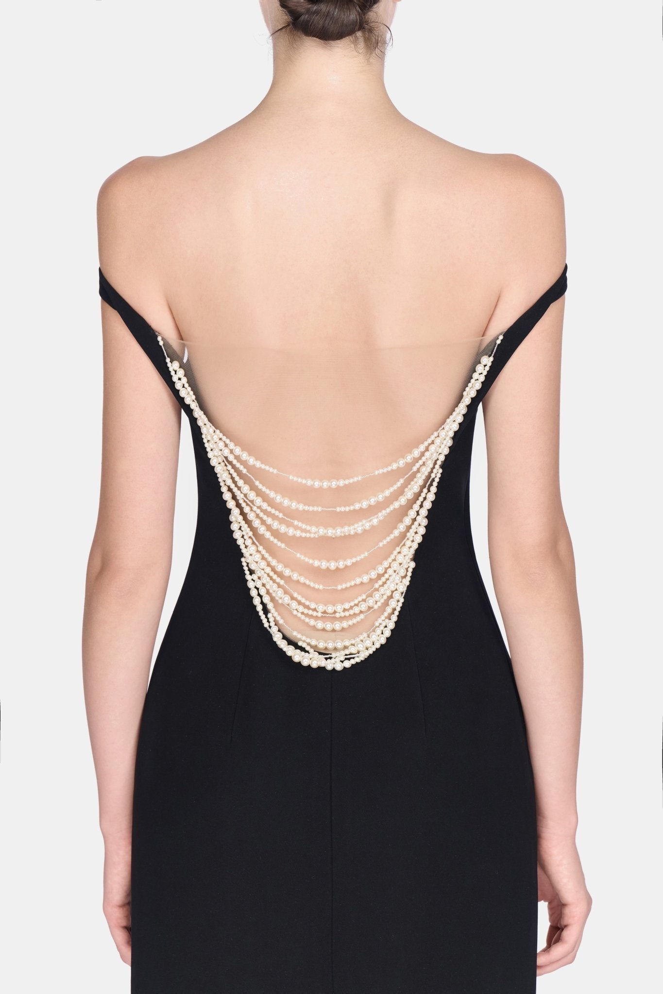 Black Pearl Beaded Midi Dress - Montsand