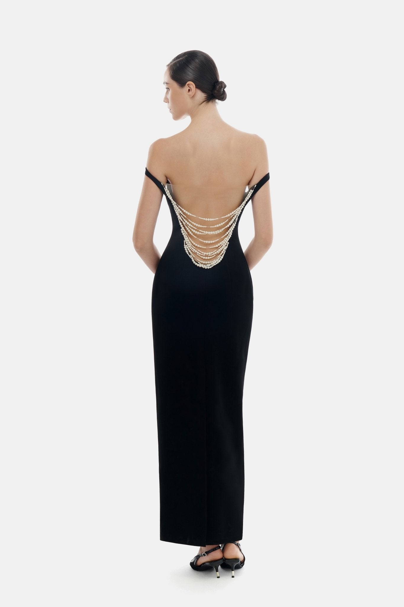 Black Pearl Beaded Midi Dress - Montsand