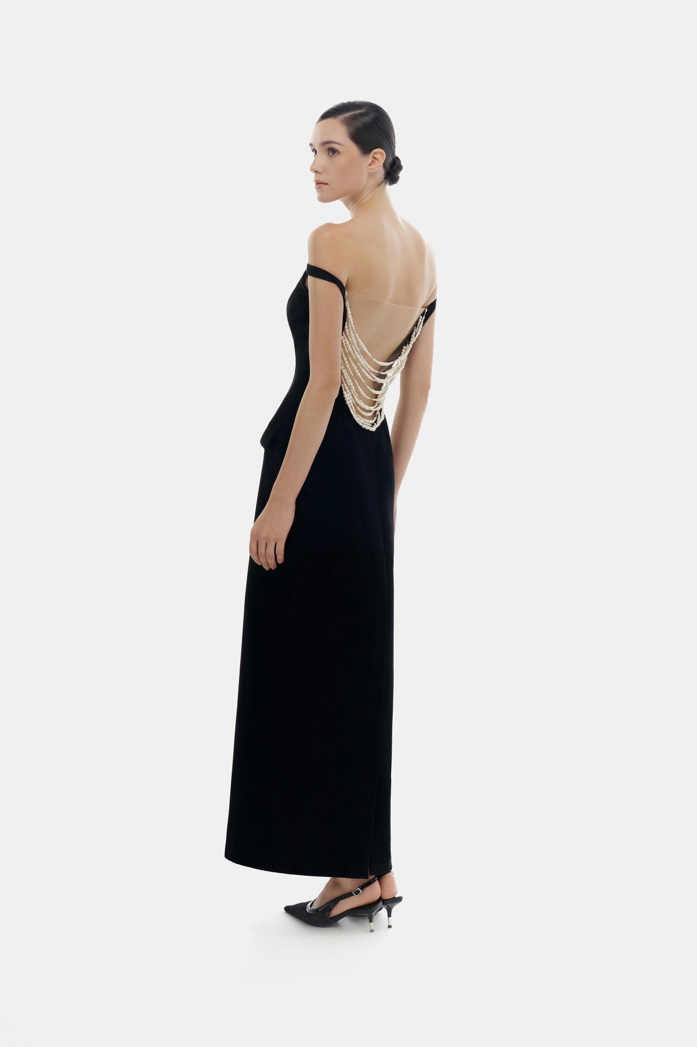 Black Pearl Beaded Midi Dress XXL