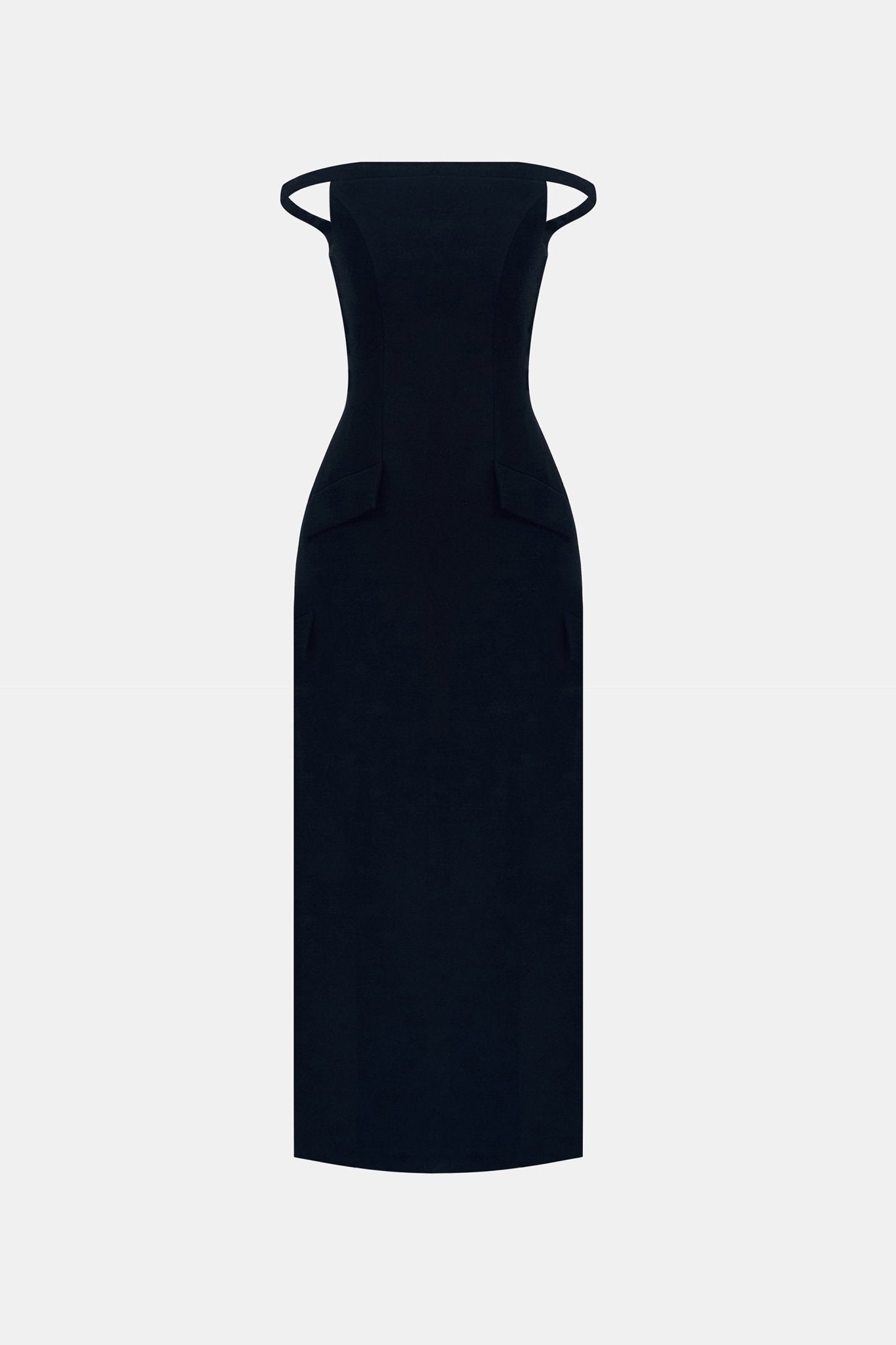 Black Pearl Beaded Midi Dress - Montsand