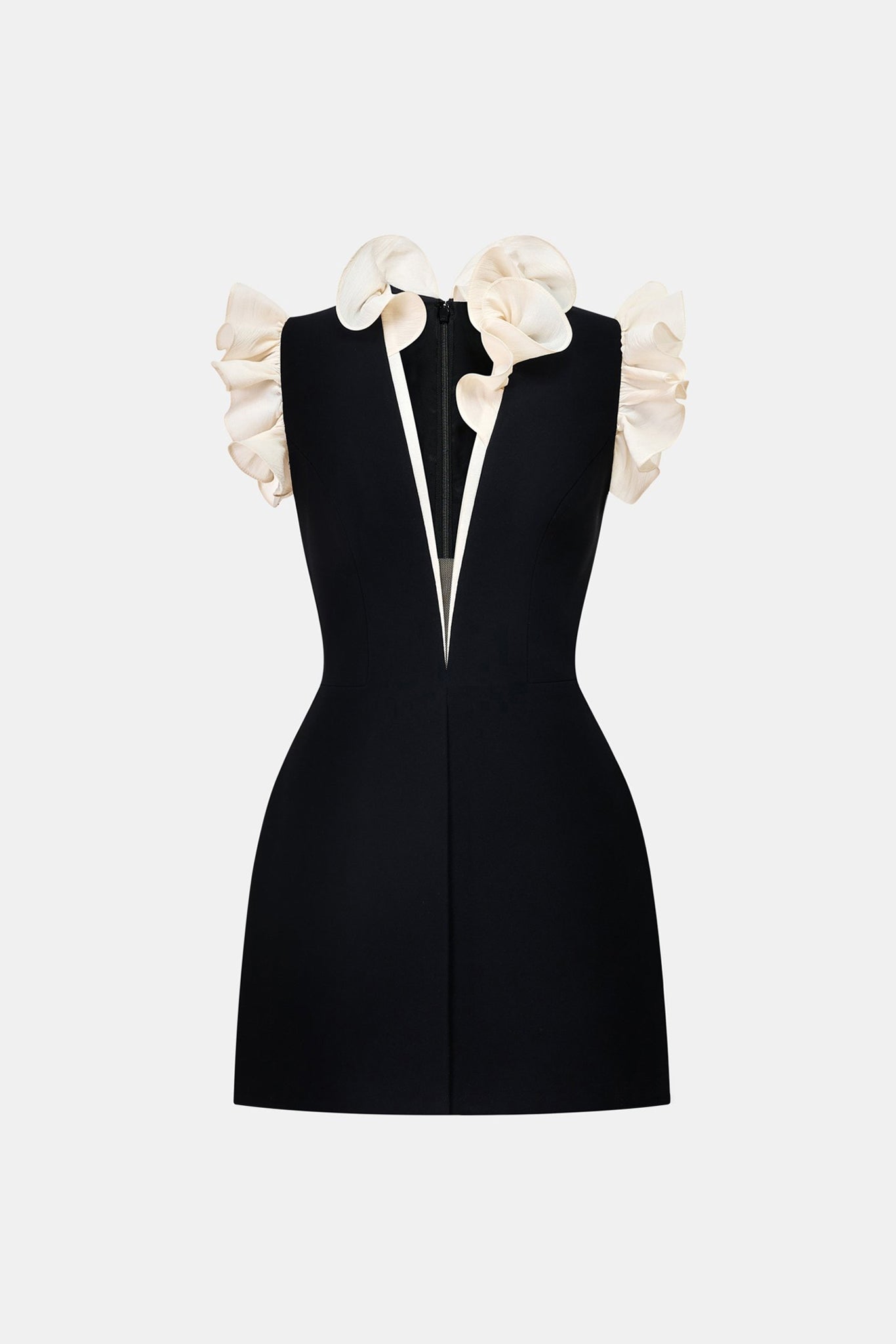 Black Ruffle Vneck Mini Dress Dresses Montsand