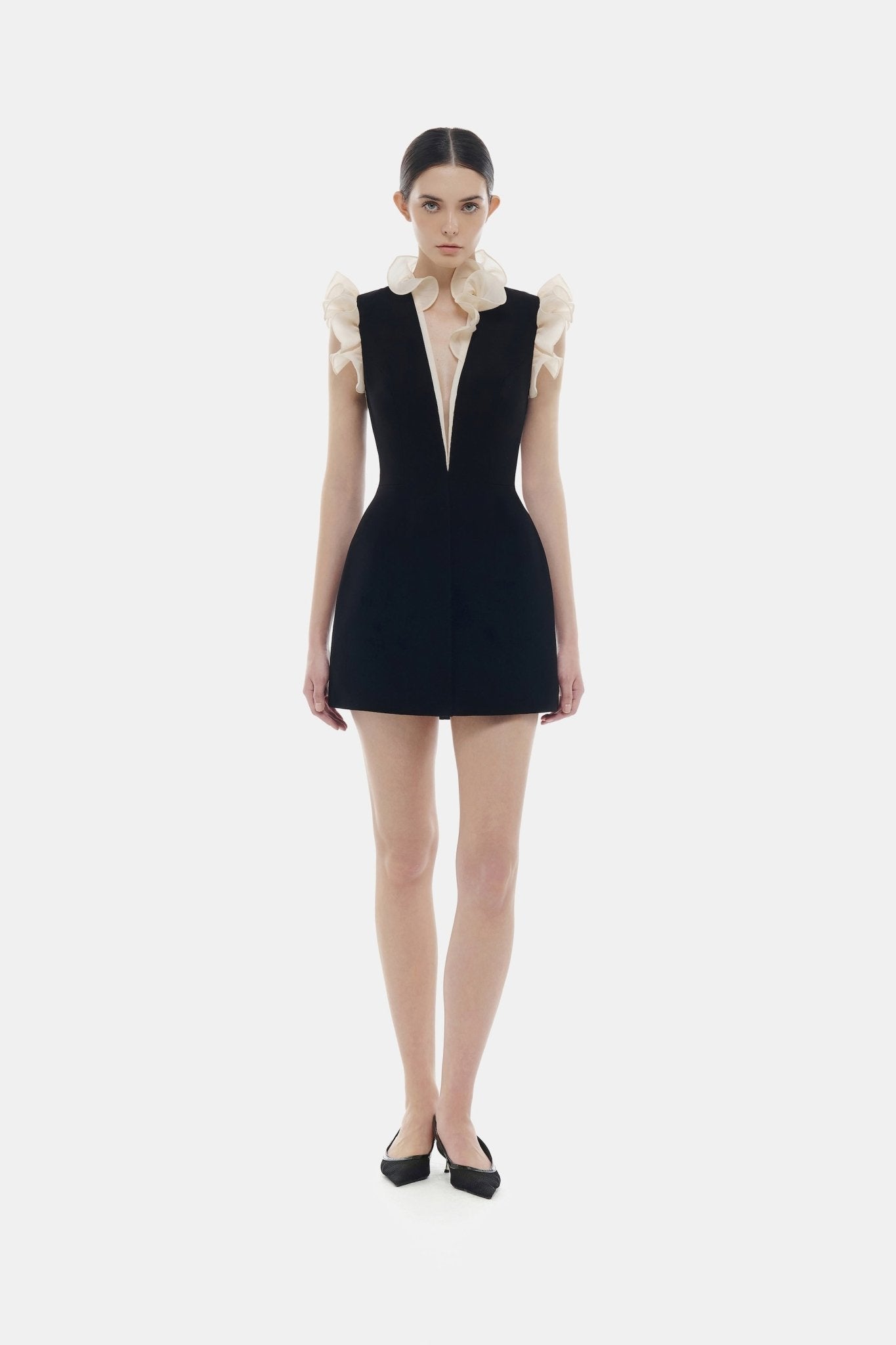 Black Ruffle Vneck Mini Dress XL Black Ruffle Vneck Mini Dress XL