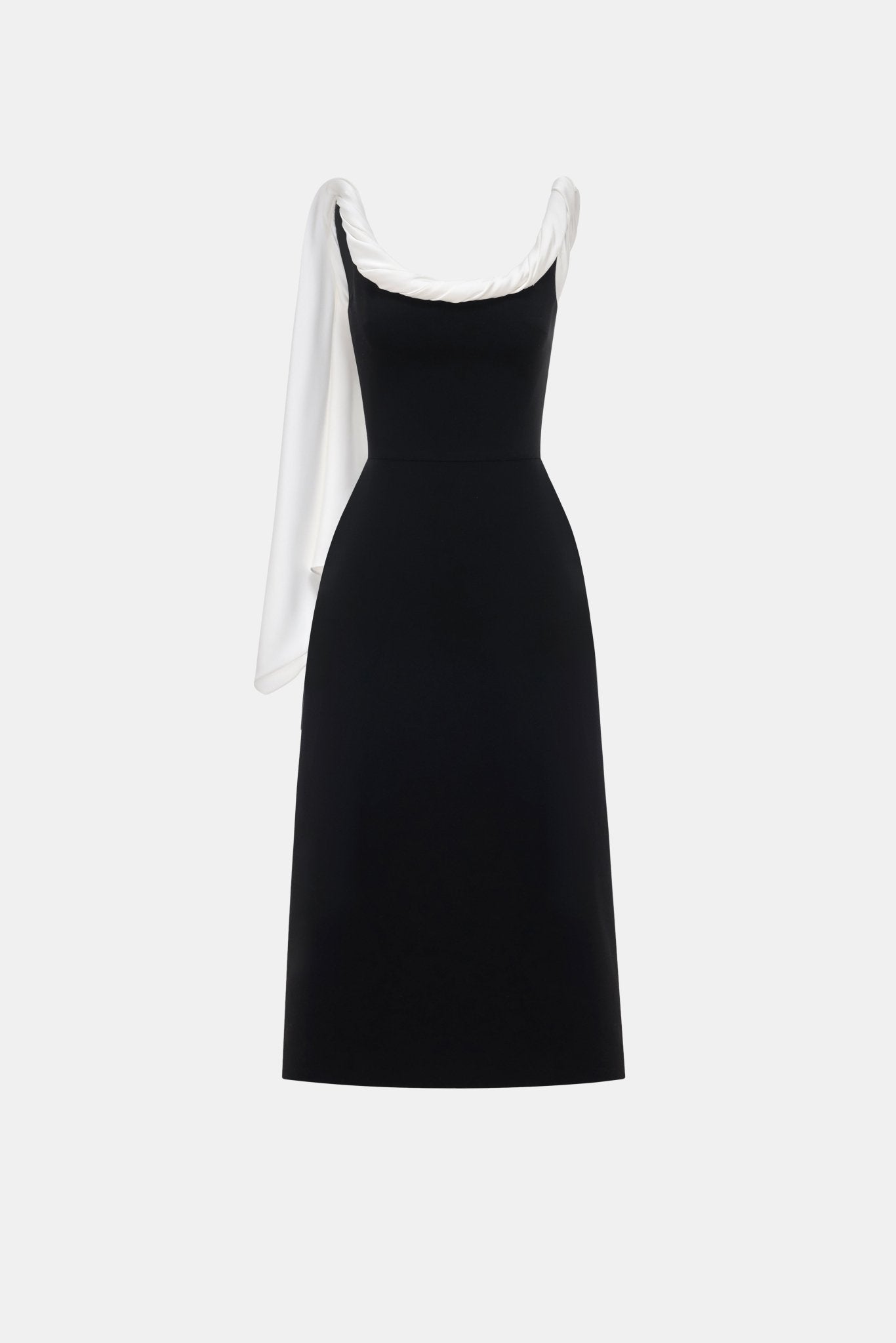 Black Scarf Low Back Midi Dress - Montsand