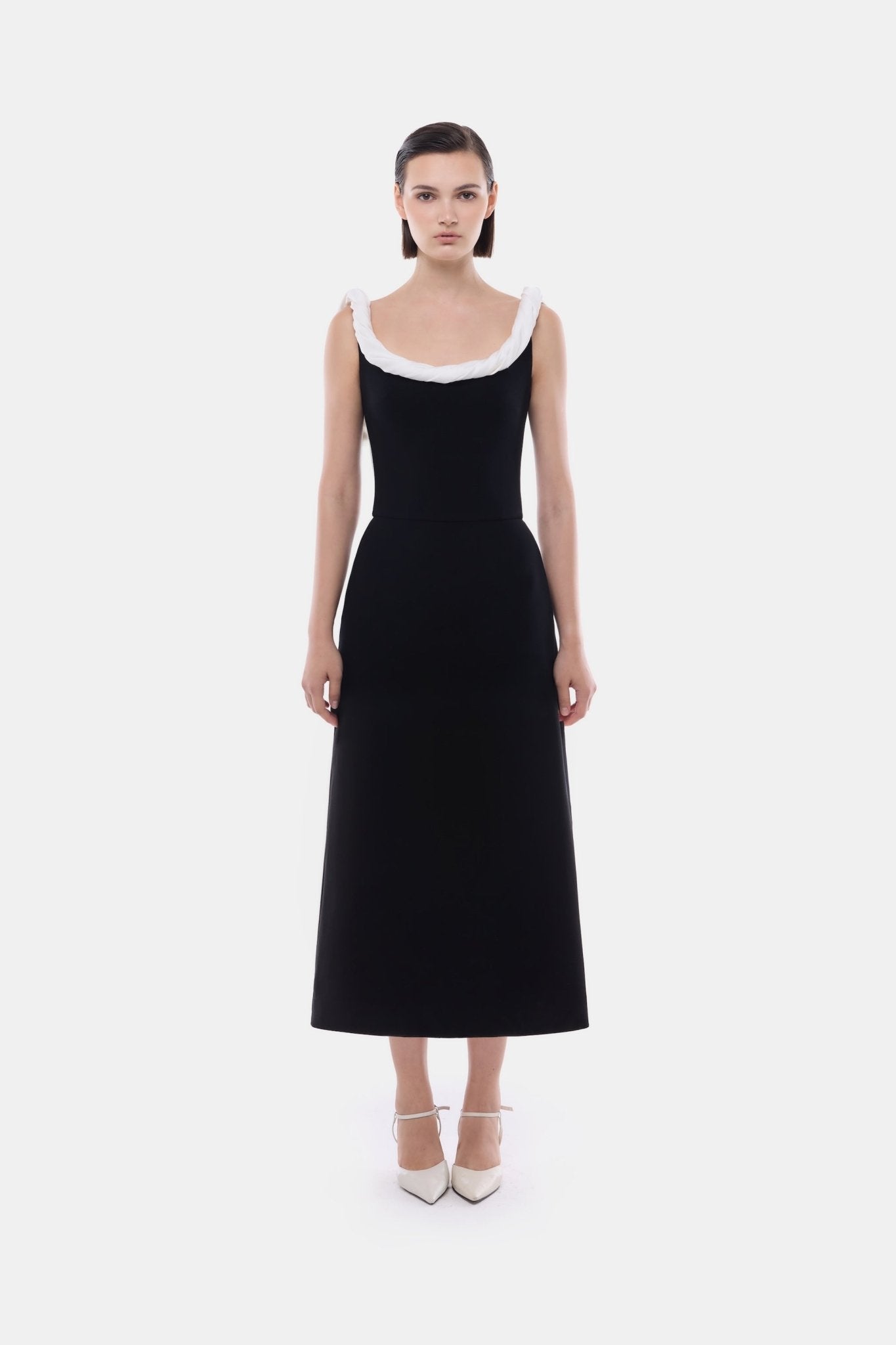 Black Scarf Low Back Midi Dress - Montsand