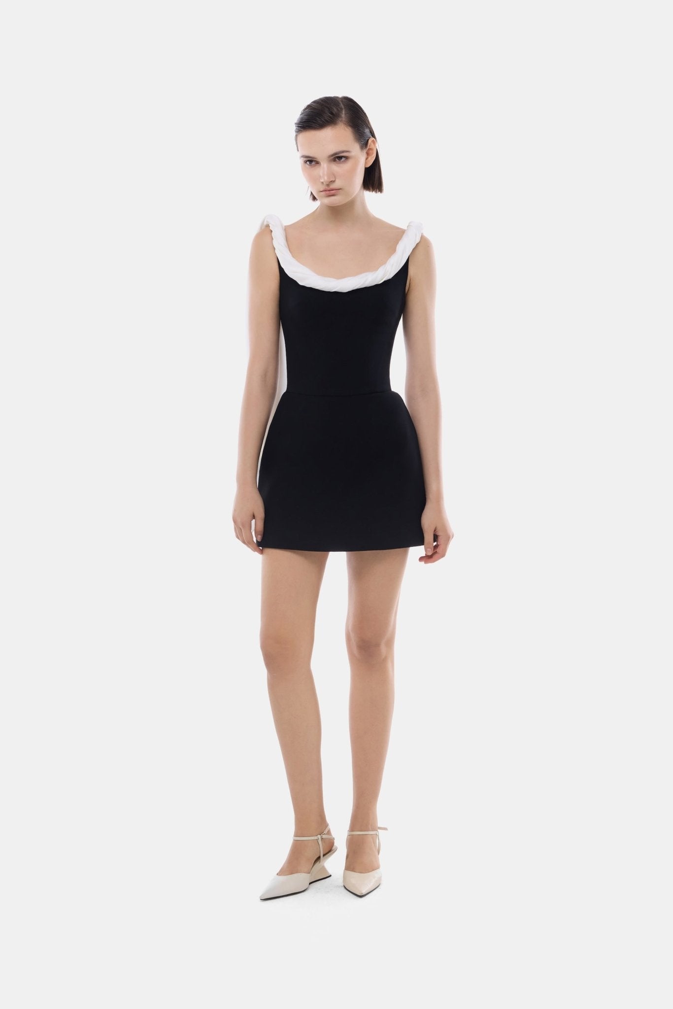 Black Scarf Low Back Mini Dress - Montsand