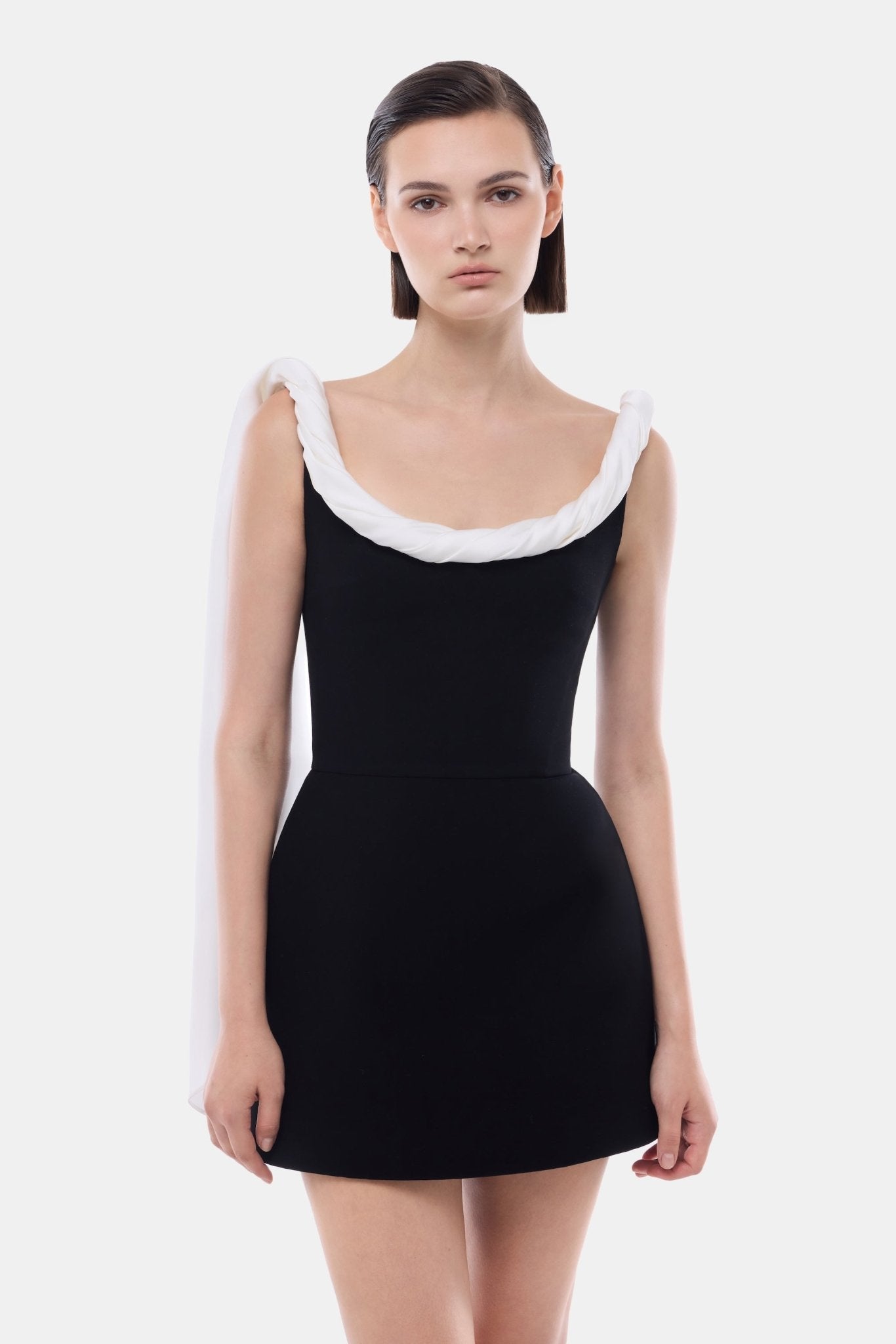 Black Scarf Low Back Mini Dress - Montsand