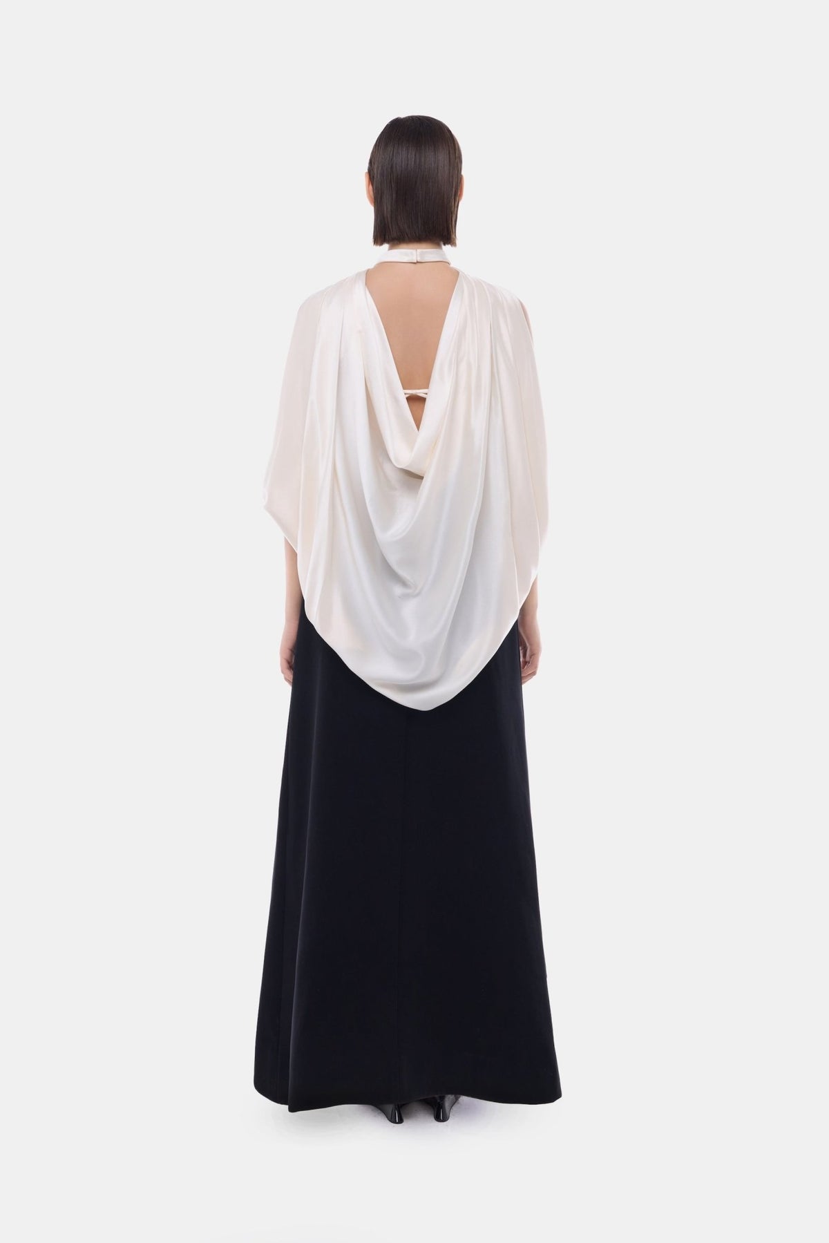 Black Scarf Mock Neck Midi Dress - Montsand