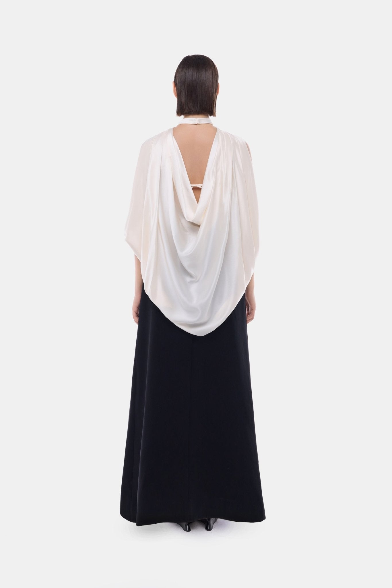 Black Scarf Mock Neck Midi Dress - Montsand