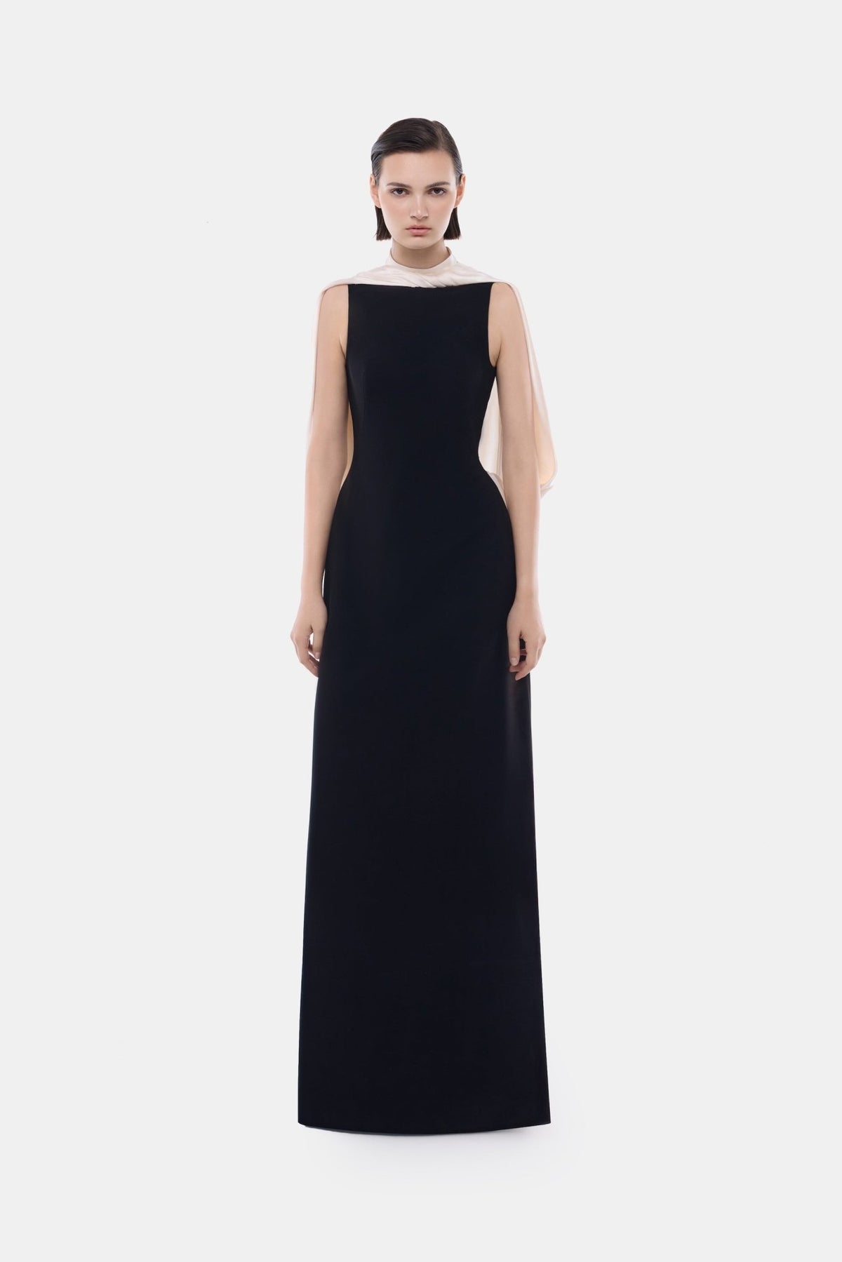 Black Scarf Mock Neck Midi Dress - Montsand