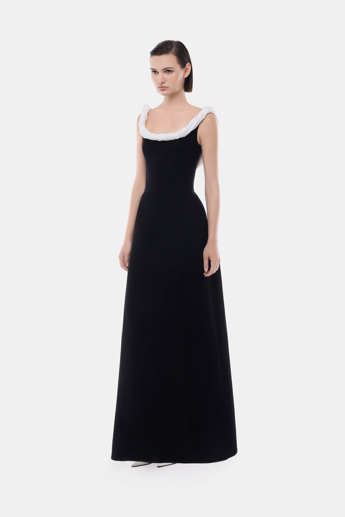 Black Scarf Mock Neck Midi Dress - Montsand