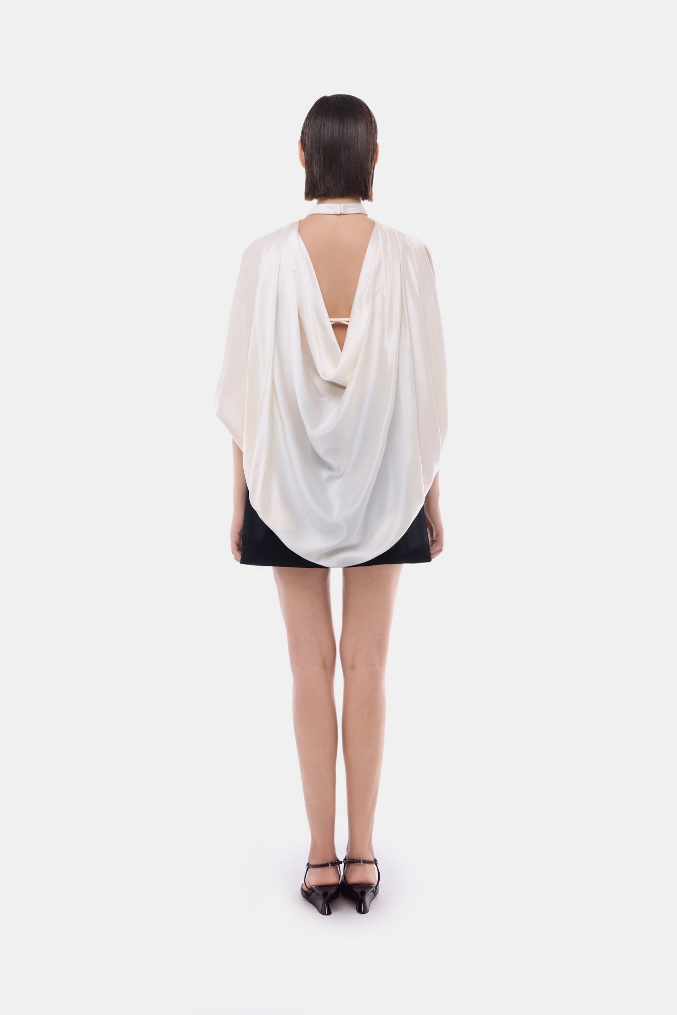 Black Scarf Mock Neck Mini Dress - Montsand