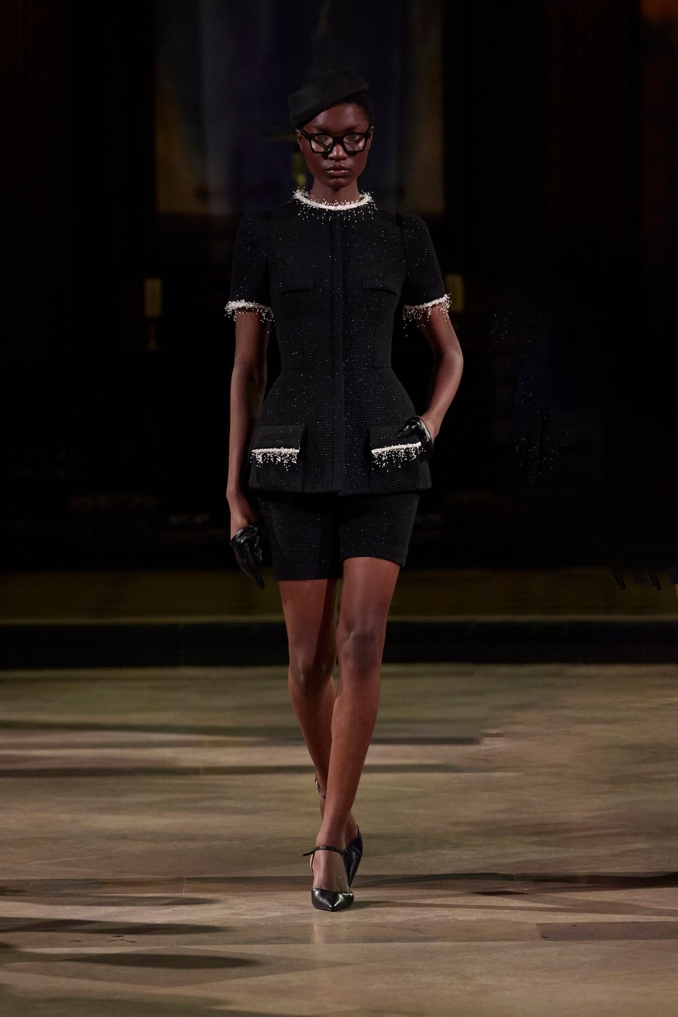 Black Short Sleeve Tweed Blazer - Montsand