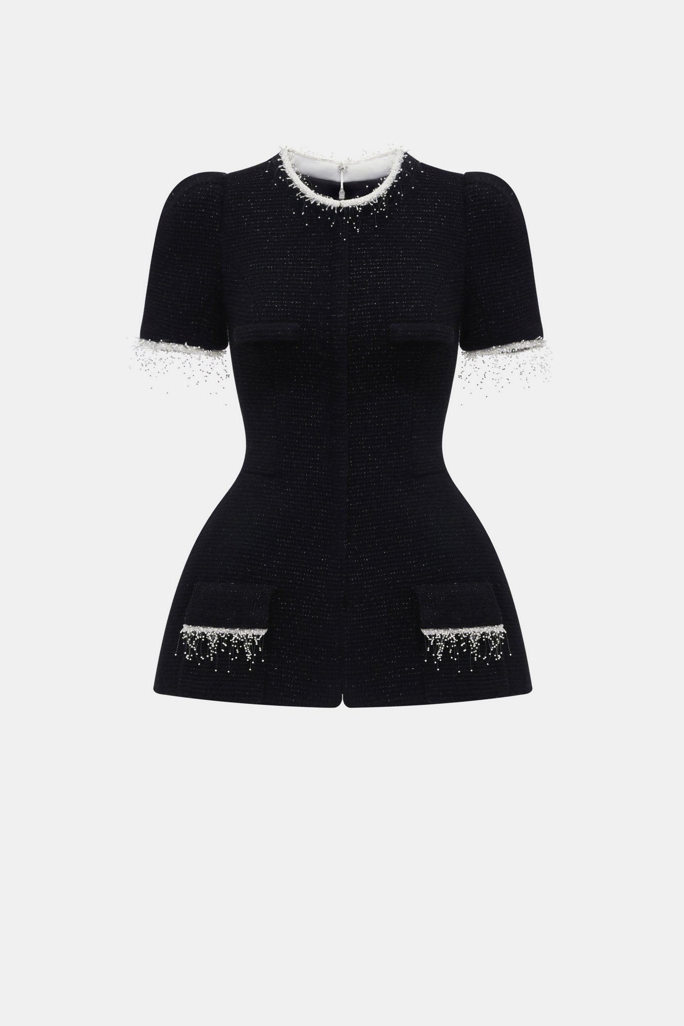 Black Short Sleeve Tweed Blazer - Montsand