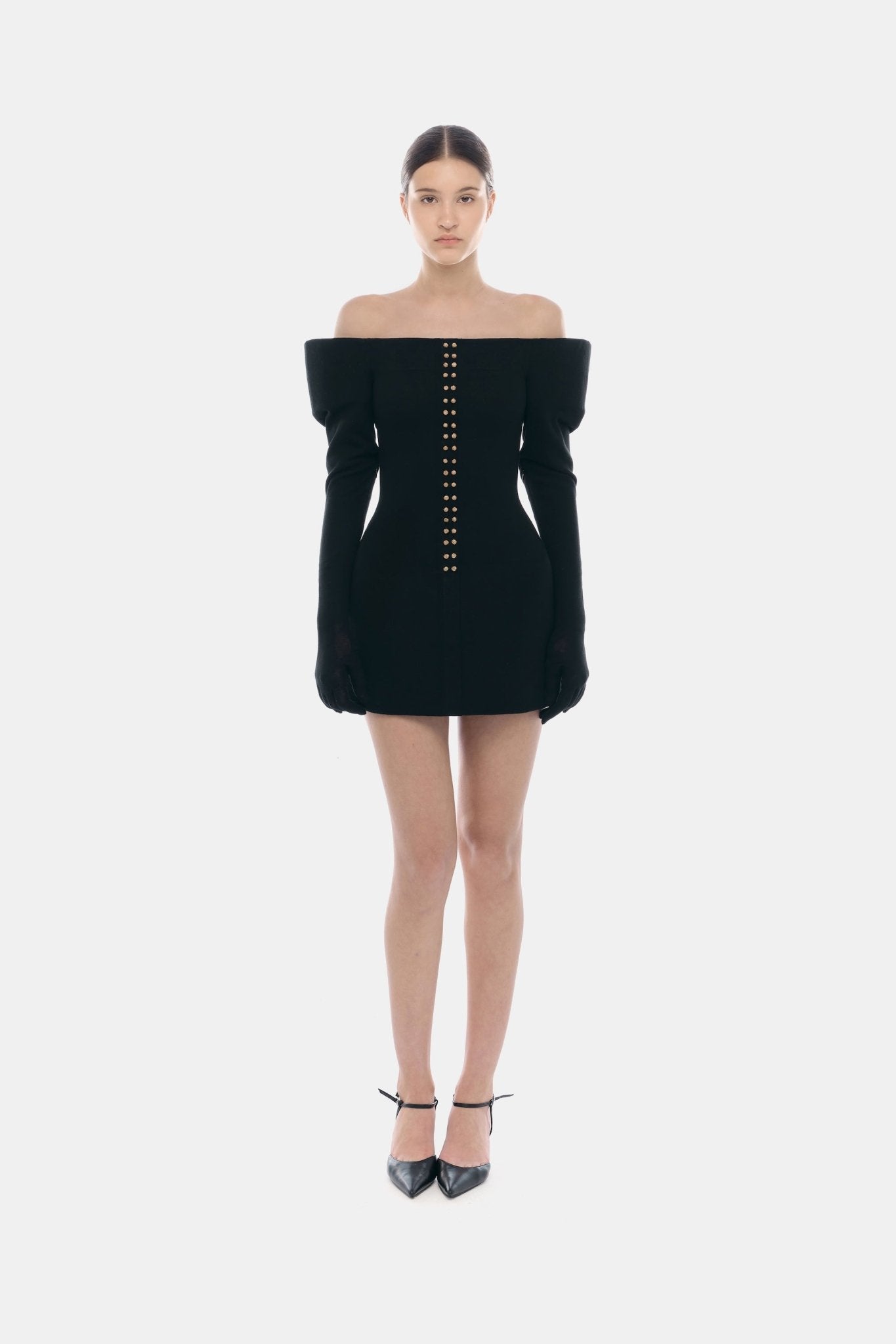 Black Studded Mini Dress - Montsand