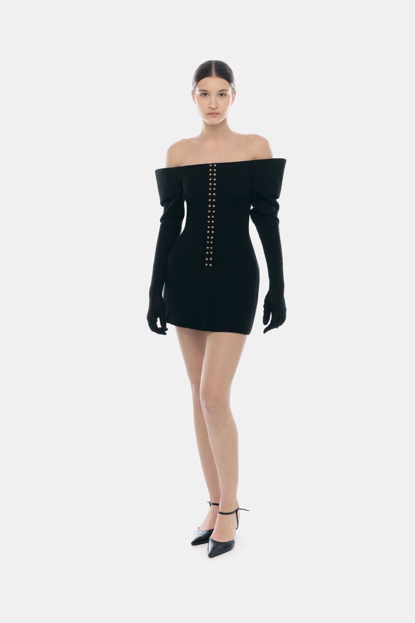 Black Studded Mini Dress - Montsand