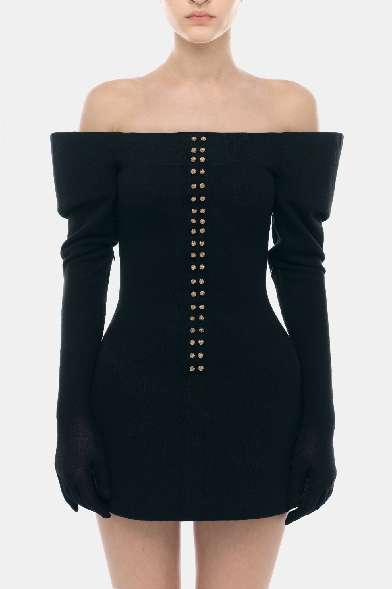 Black Studded Mini Dress - Montsand