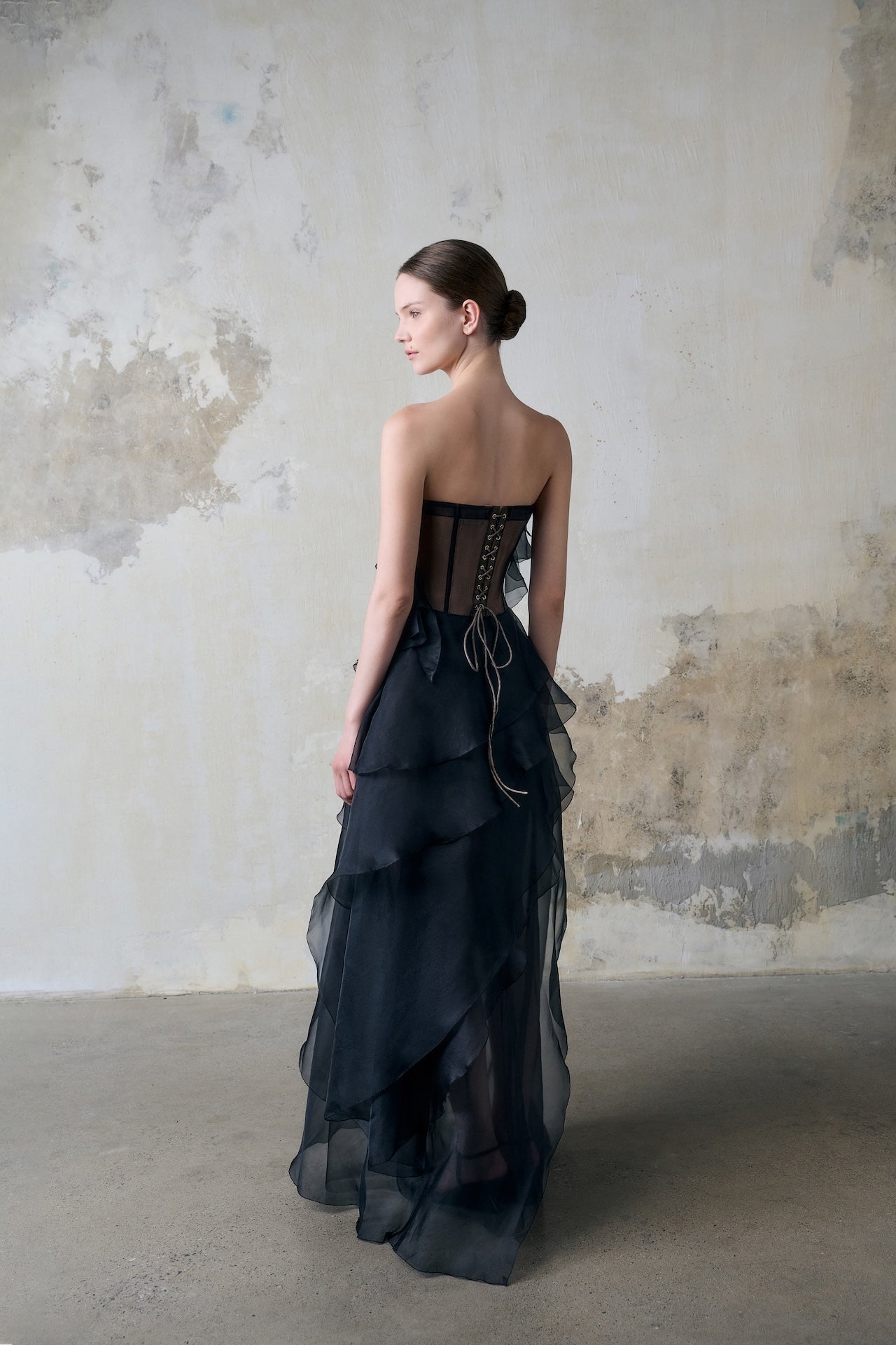 Black Tiered Strapless Dress - Montsand