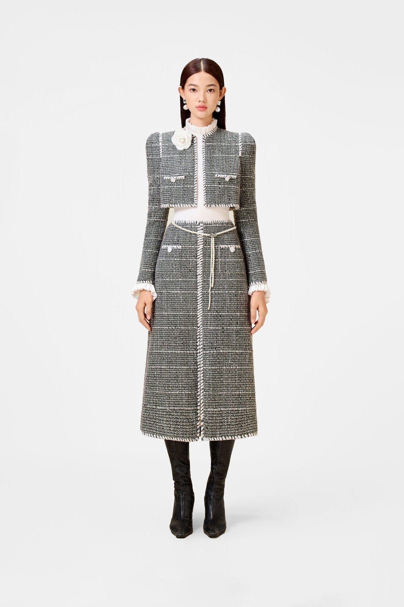 Black Tweed A - Line Skirt - Montsand