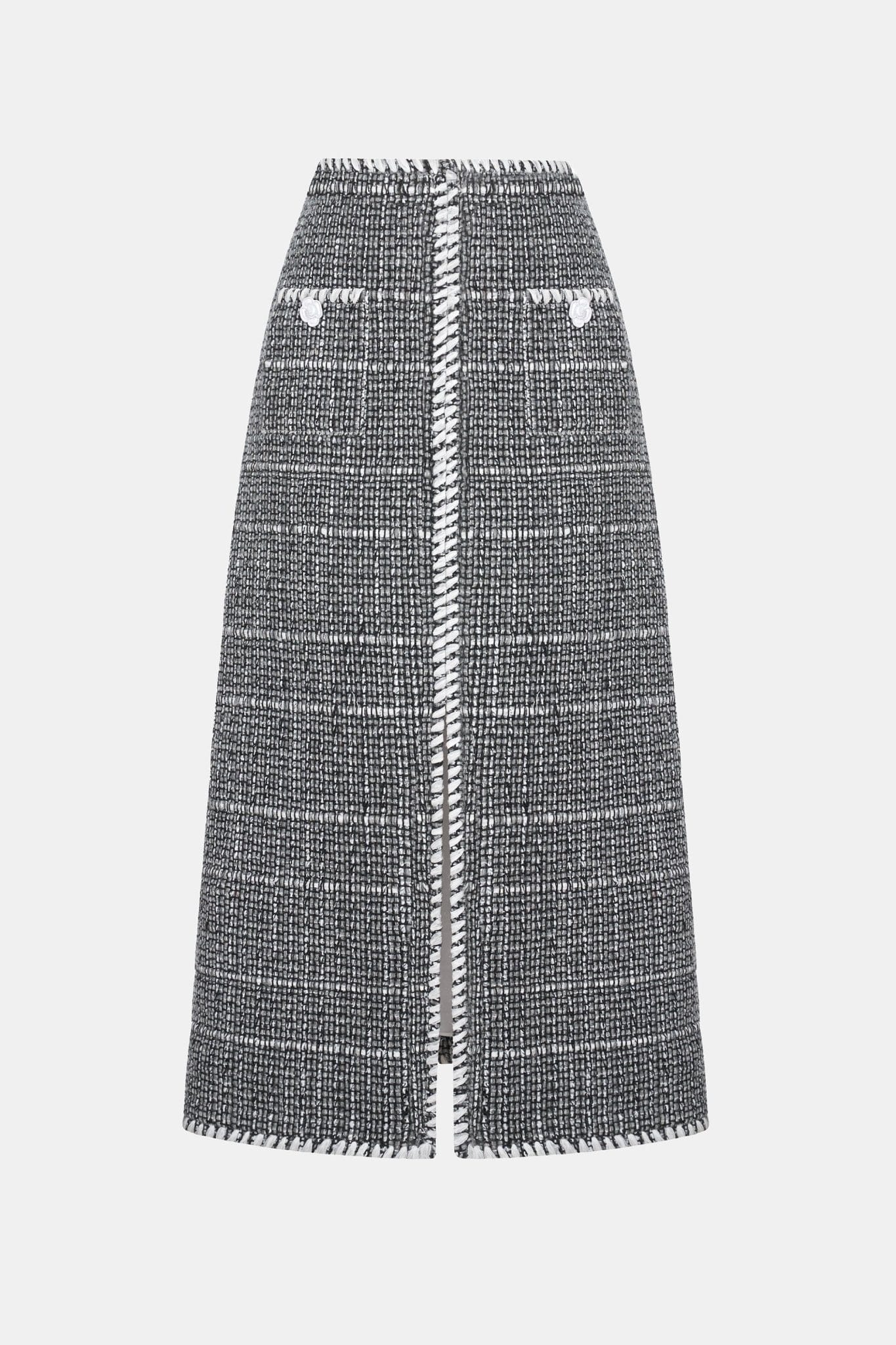 Black Tweed A - Line Skirt - Montsand