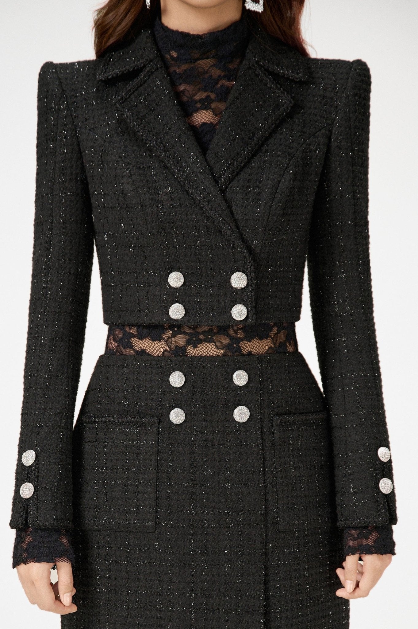 Black Tweed Crop Jacket - Montsand