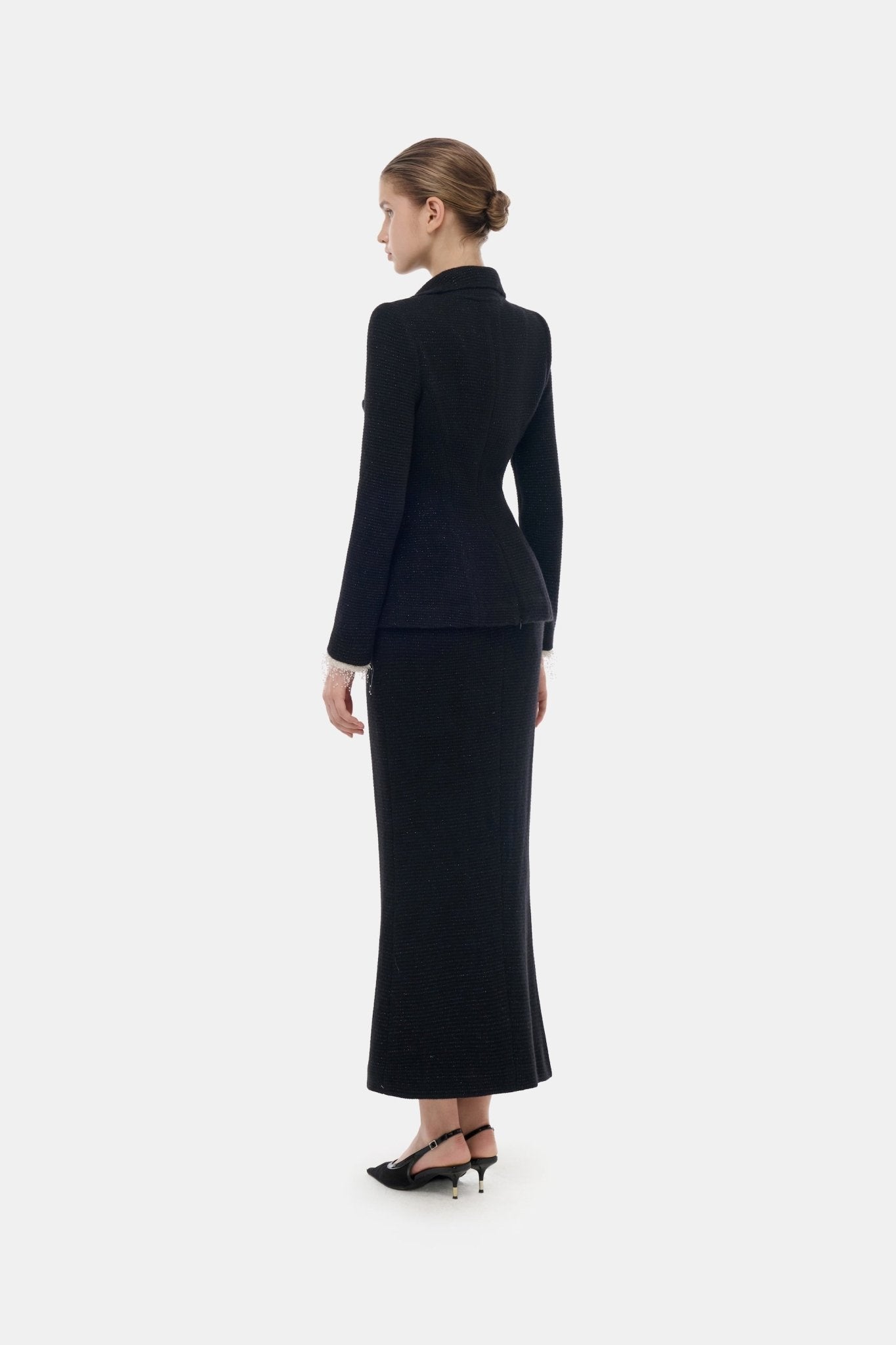 Black Tweed Midi Skirt - Montsand