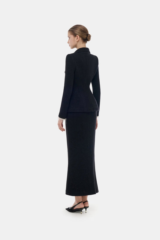 Black Tweed Midi Skirt - Montsand