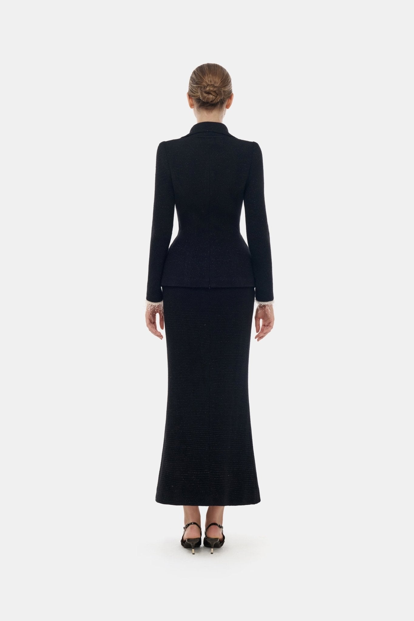 Black Tweed Midi Skirt - Montsand