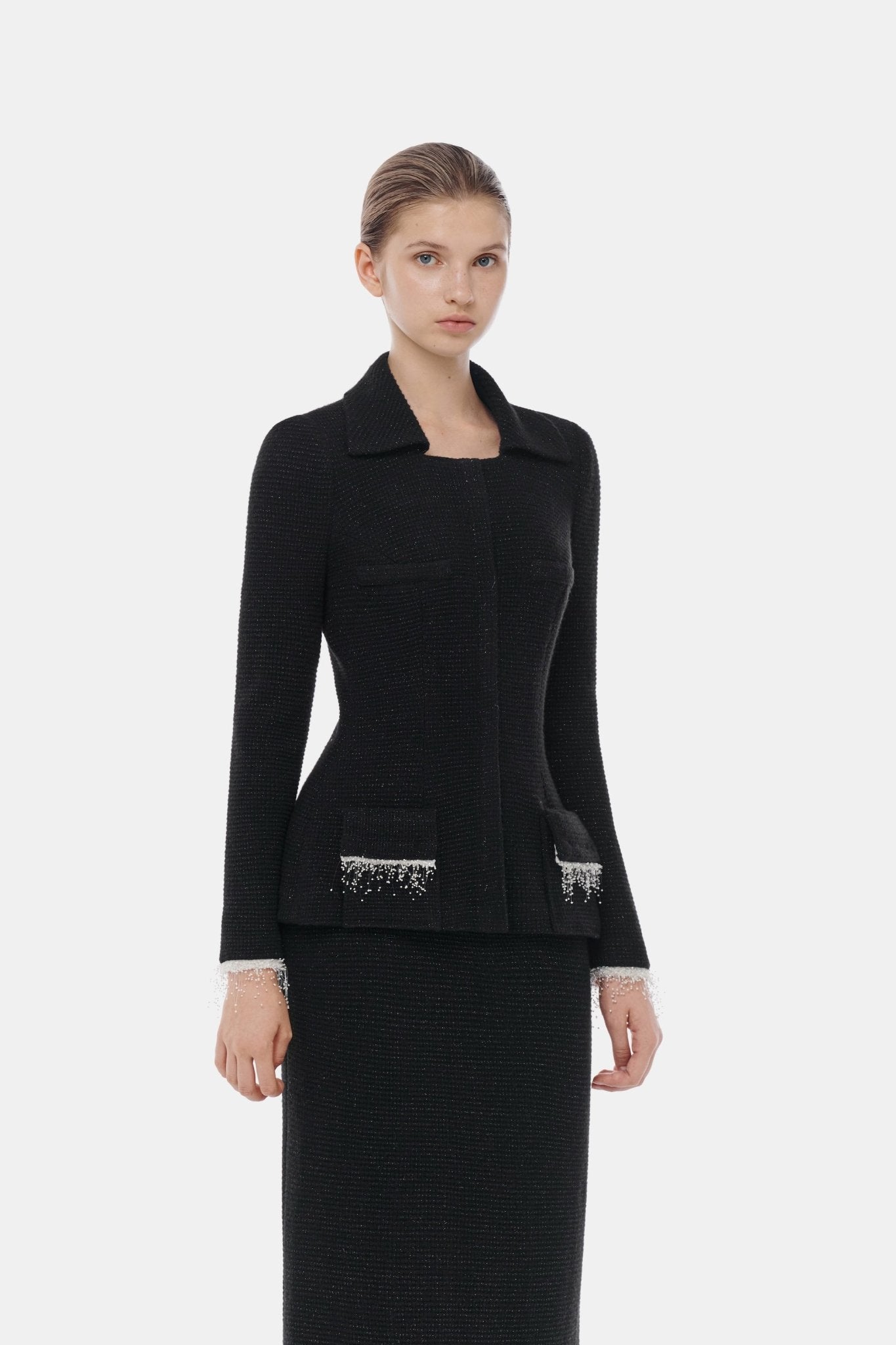 Black Tweed Midi Skirt - Montsand