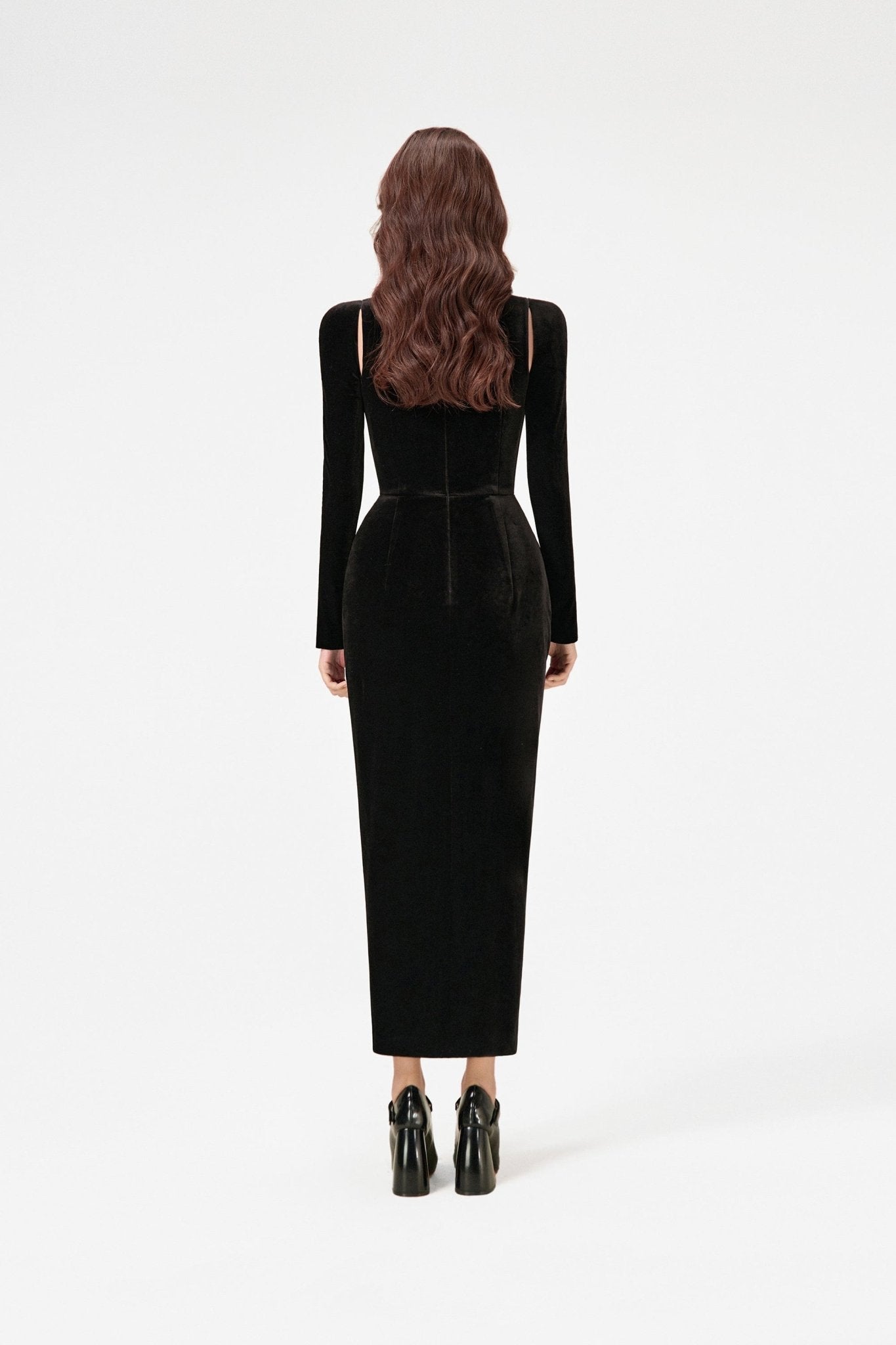 Black Velvet Draped Dress - Montsand