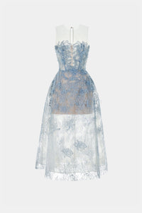Blue Beaded Lace Dress - Montsand