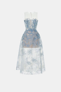 Blue Beaded Lace Dress - Montsand