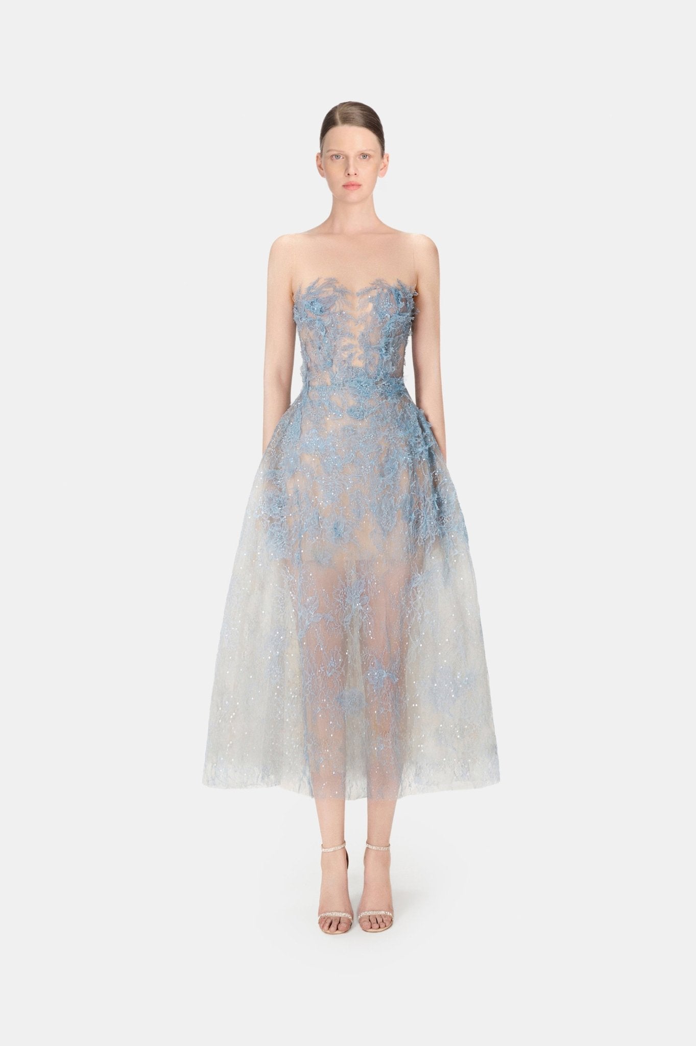 Blue Beaded Lace Dress - Montsand