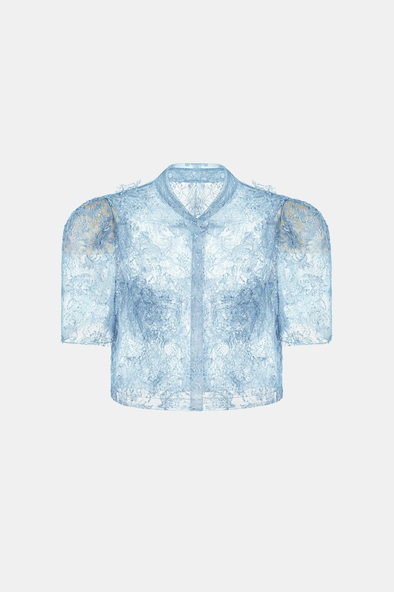 Blue Beaded Lace Top - Montsand