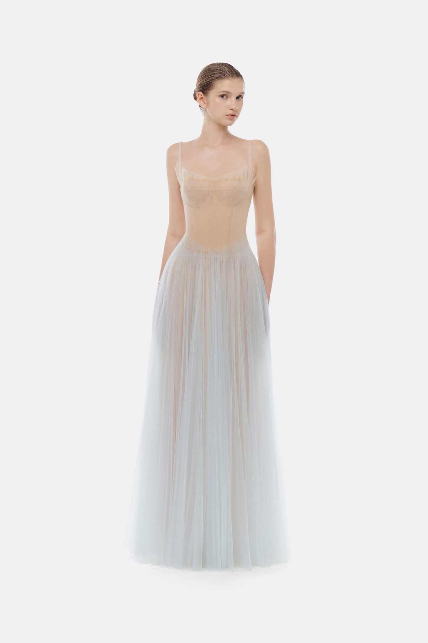 Blue Corset Tulle Maxi Dress - Montsand