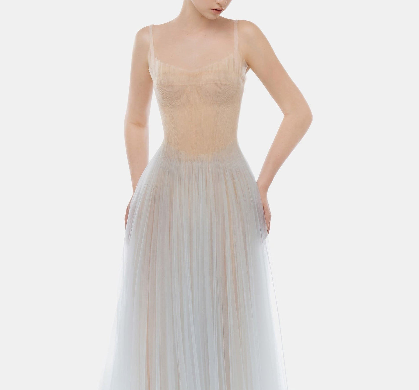 Blue Corset Tulle Midi Dress - Montsand