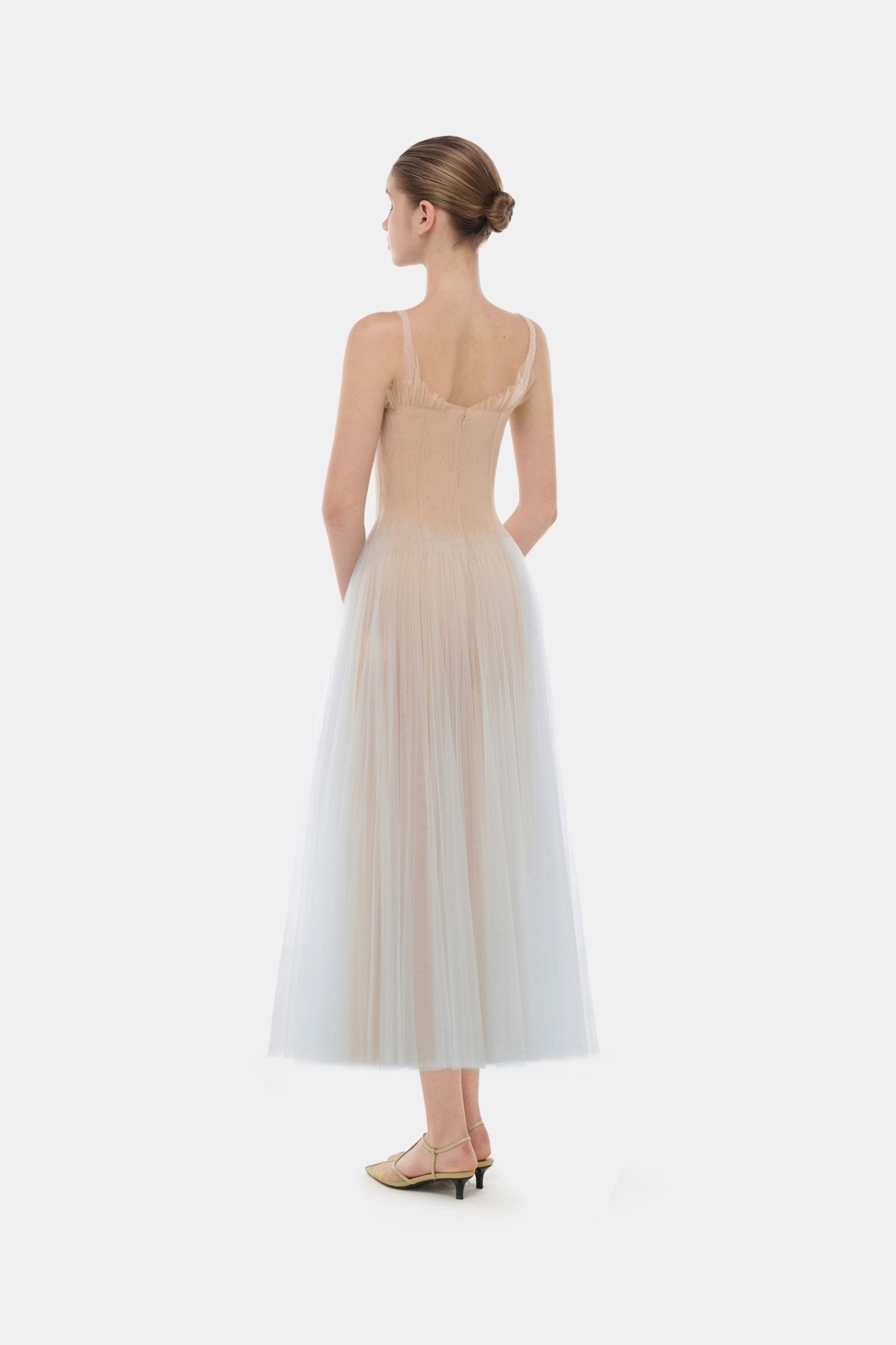 Blue Corset Tulle Midi Dress S